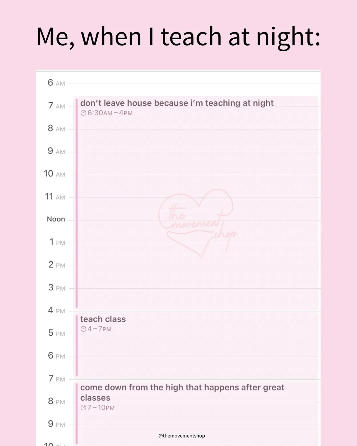 Them: Wanna hang out?

Me: I wish I could but I teach in 7 hours so I&rsquo;m busy being paralyzed on the couch.

#pilates #pilatesegitmeni #pilatestododia #pilatesteachertraining #clubpilates #pilatesreels #pilatesmemes #pilatesreformer #balancedbod