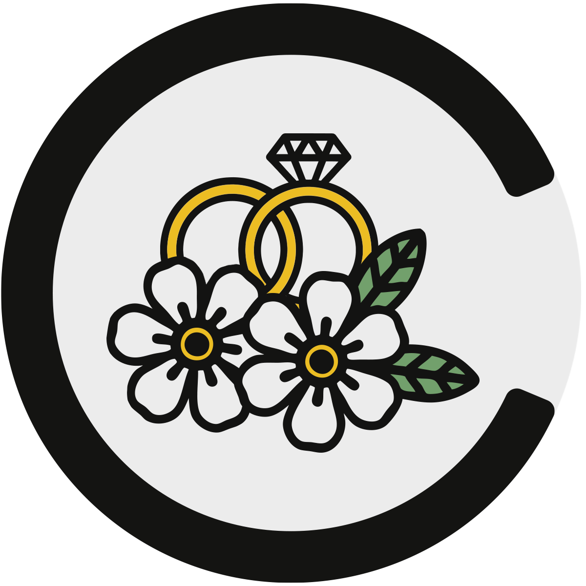 Flowers and wedding rings