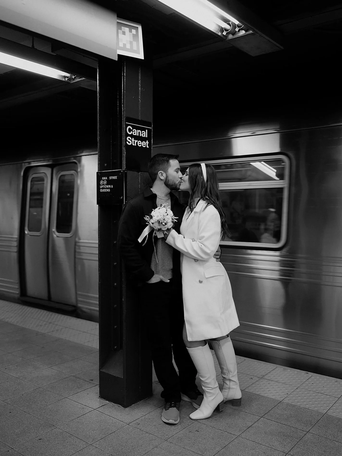 Heading on the train after eloping in the greatest city in the world&mdash;a true New York moment 💍🤍
.
.
.
#nycphotographer #nycelopment #nycelopmentphotographer #subwayphotography #nycweddingphotographer