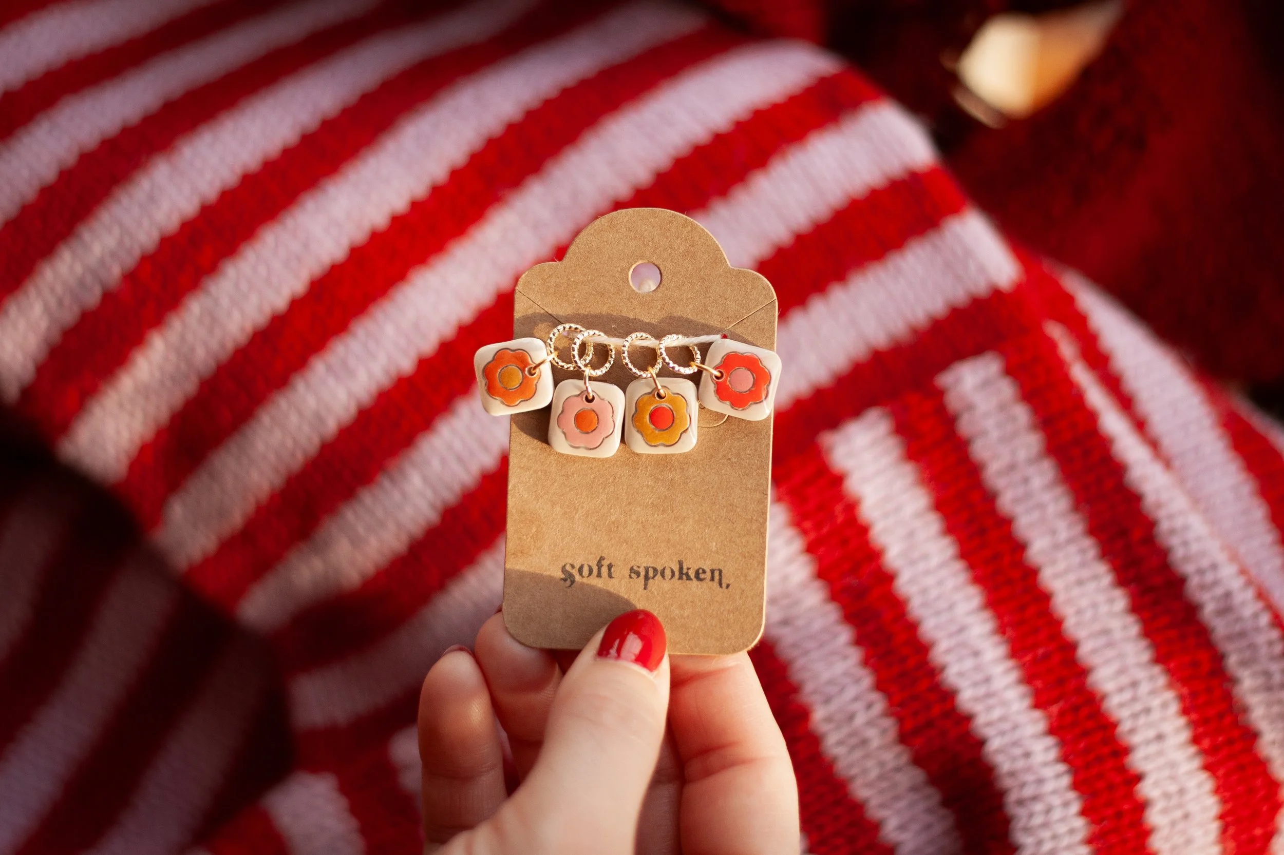 Hand Painted Flower Stitch Marker Set