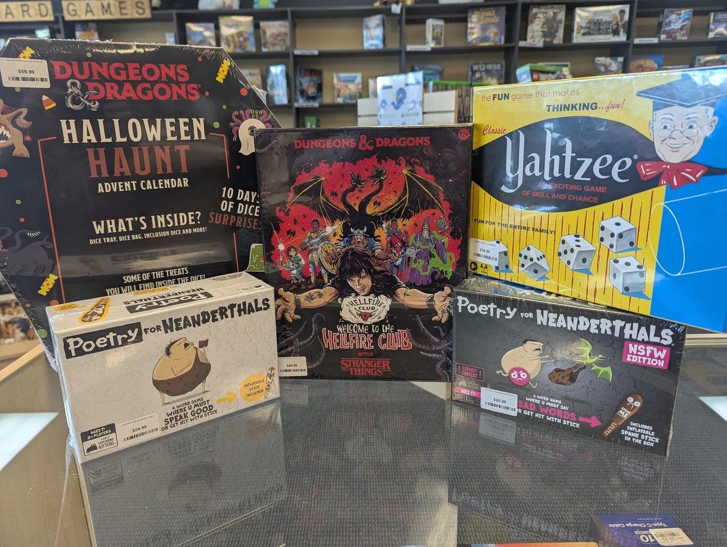 🎲 NOW AVAILABLE! 

Your local game store has some new board/card games in stock! Whether you like classics like Yahtzee -- or enjoy a variety of games- we've got a bit of everything!

Come and get your own before they're gone! 

#boardgames #cardgam