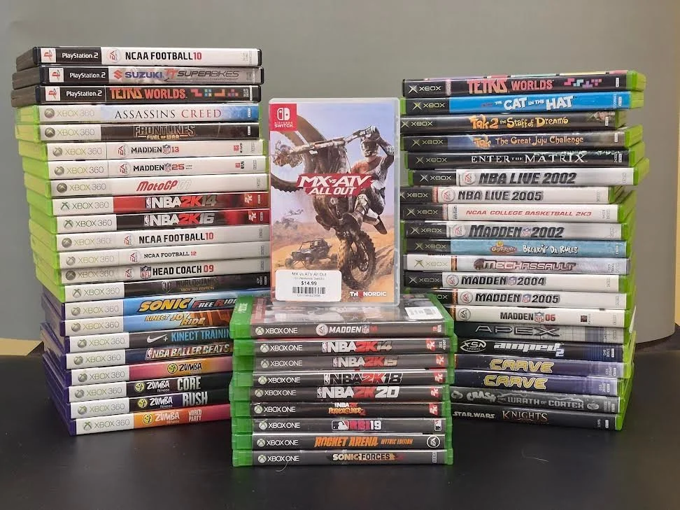 Massive intake of games now available! From Original XBox to XBox One, PS2 and even the Nintendo Switch, we've got a variety for everyone!

#XBox #XBox360 #XBoxOne #PS2 #Switch #consoleGames #shoplocal #gamescape