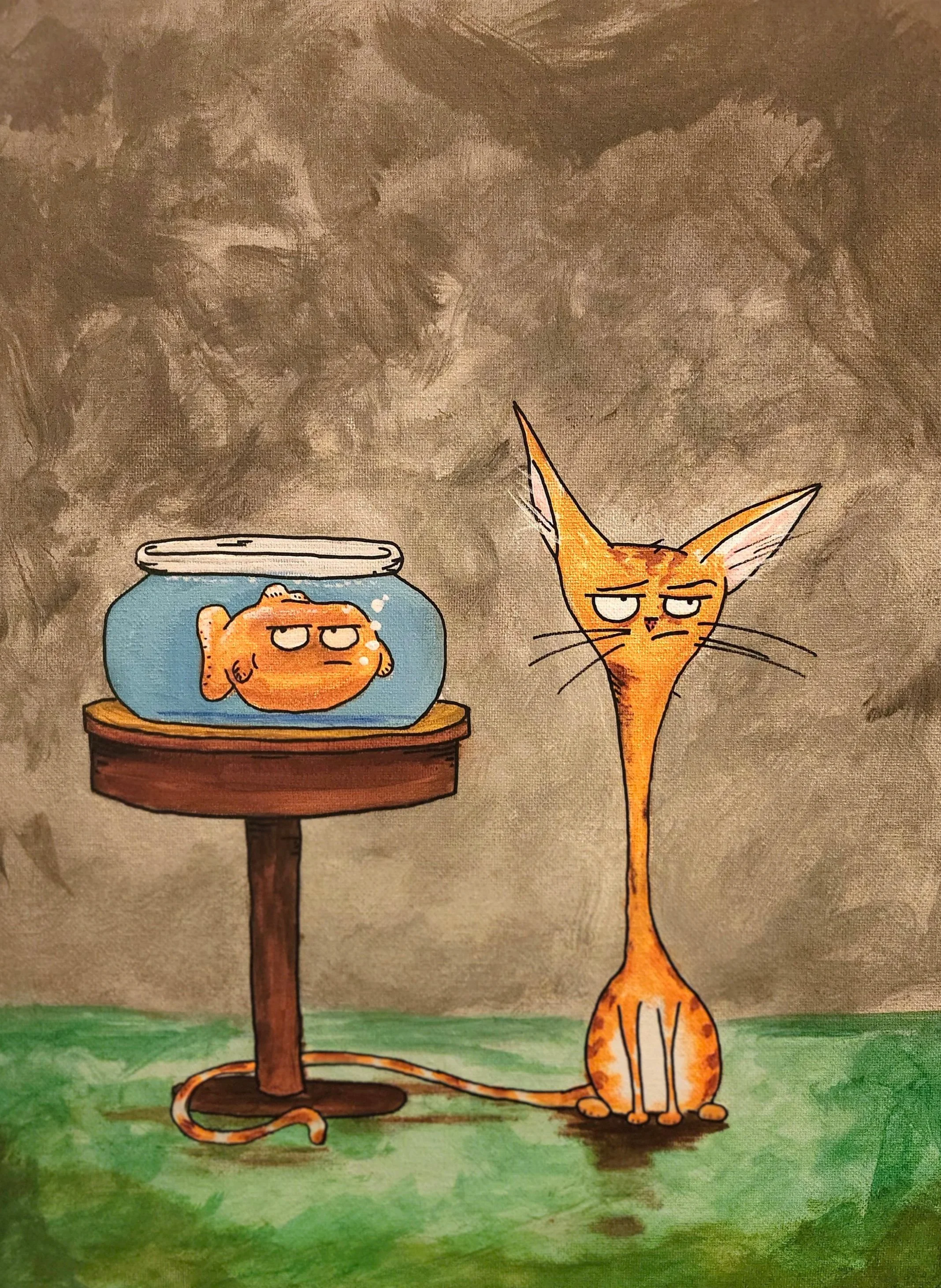 Roommates, Acrylic on Canvas, 12x16