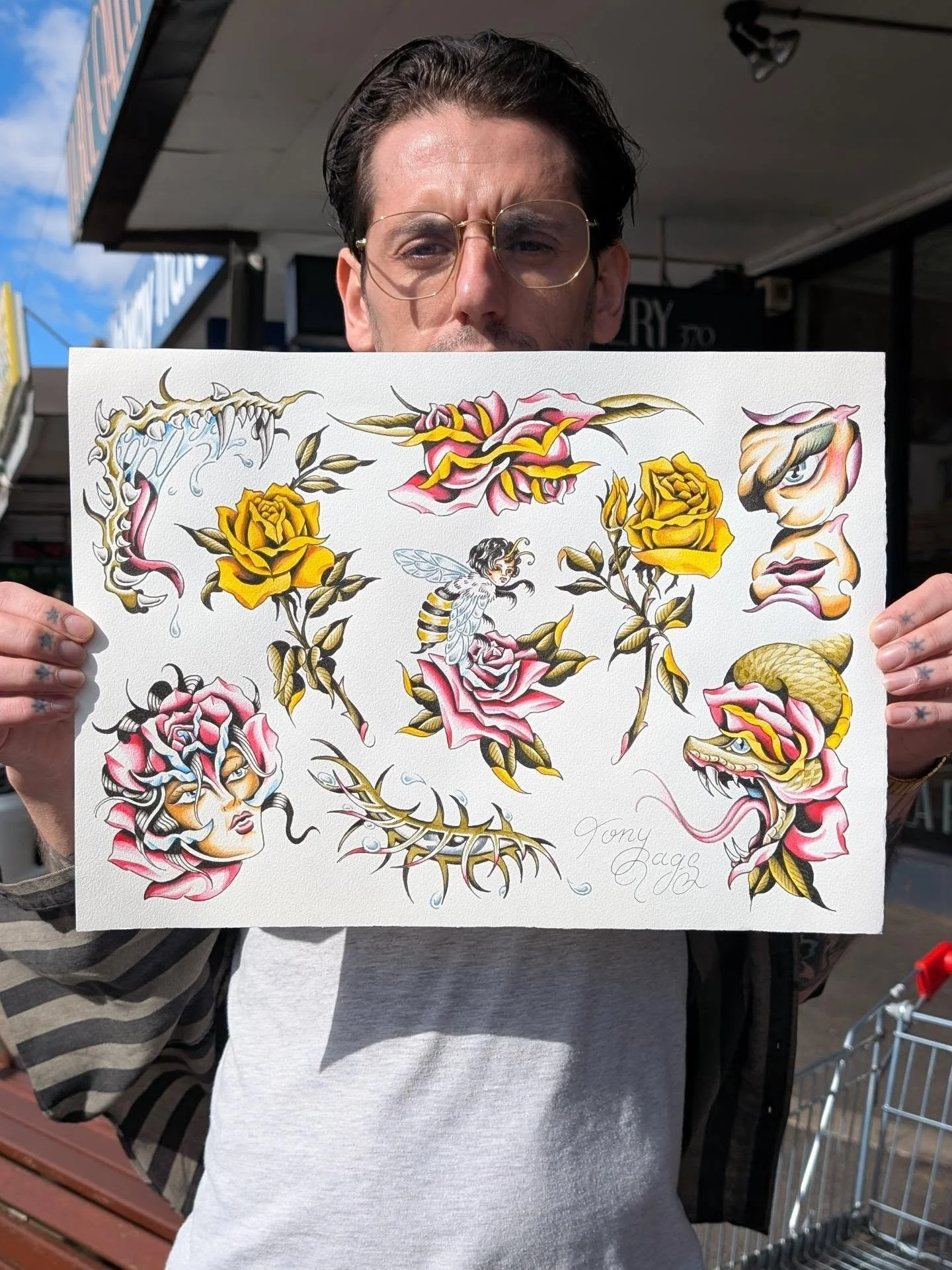 New flash. Ink &amp; watercolour on Arches. All designs are available to be tattooed in colour or black and grey.

photocopied the original after the ink stage to mock up the black and grey in pencil for those of you who lack imagination. Slide acros