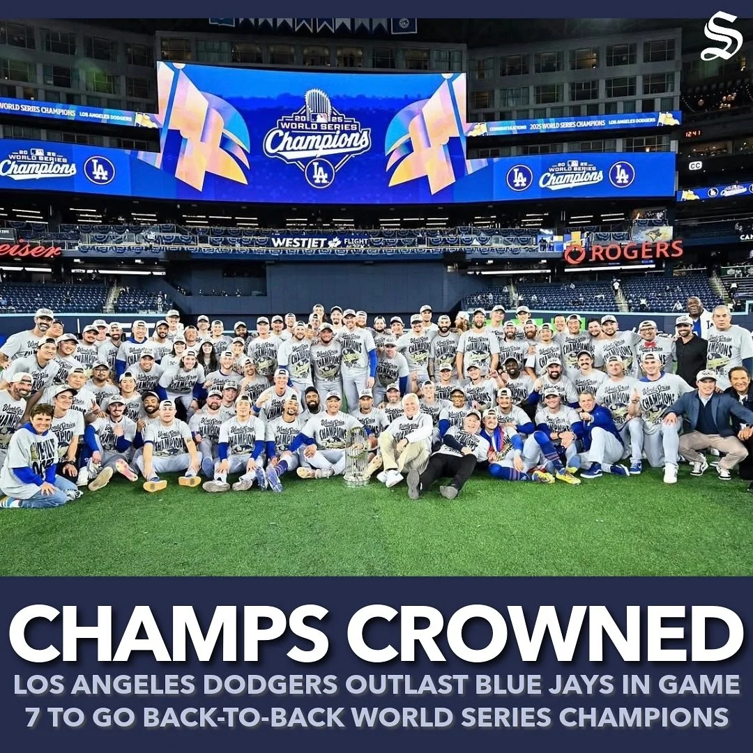 The Dodgers do it again. 💙
After a wild seven-game showdown with Toronto, Los Angeles locks up its second straight World Series. This makes them baseball&rsquo;s first repeat champs since 2000.

📷: @dodgers 

#Dodgers #WorldSeriesChamps #SportsSoro