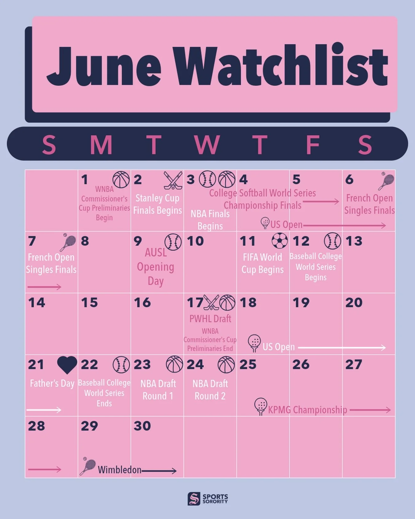 June is packed with can&rsquo;t-miss moments&mdash;from the NBA &amp; Stanley Cup Finals 🏆 to the French Open 🎾, College World Series 🥎⚾, and the start of summer sports season ☀️

Whether you&rsquo;re tuning in for championship runs, major upsets,