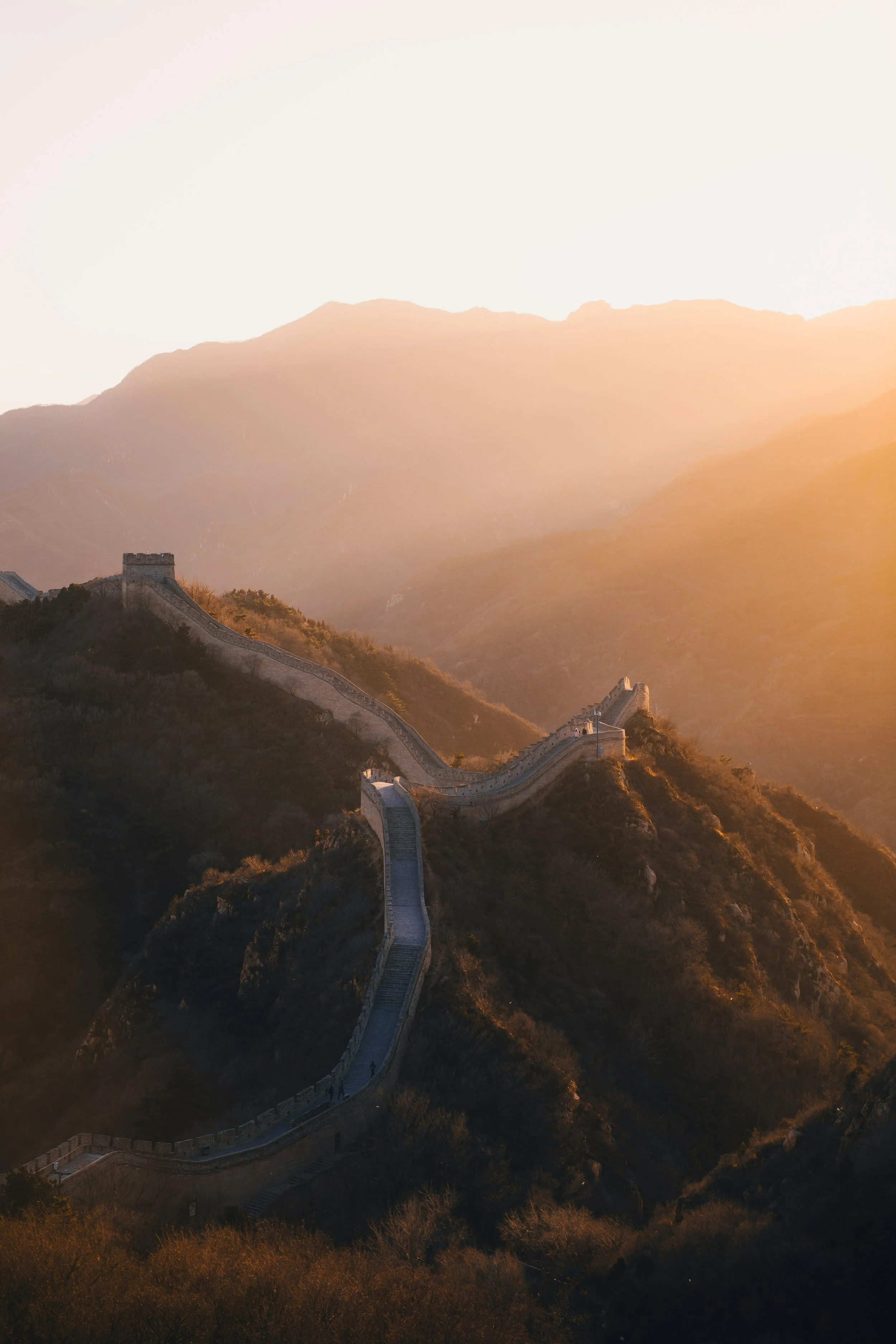 Living room with white sofas, wooden chairs, decorative plants, wall art, and a glass coffee table with books and decorative objects.