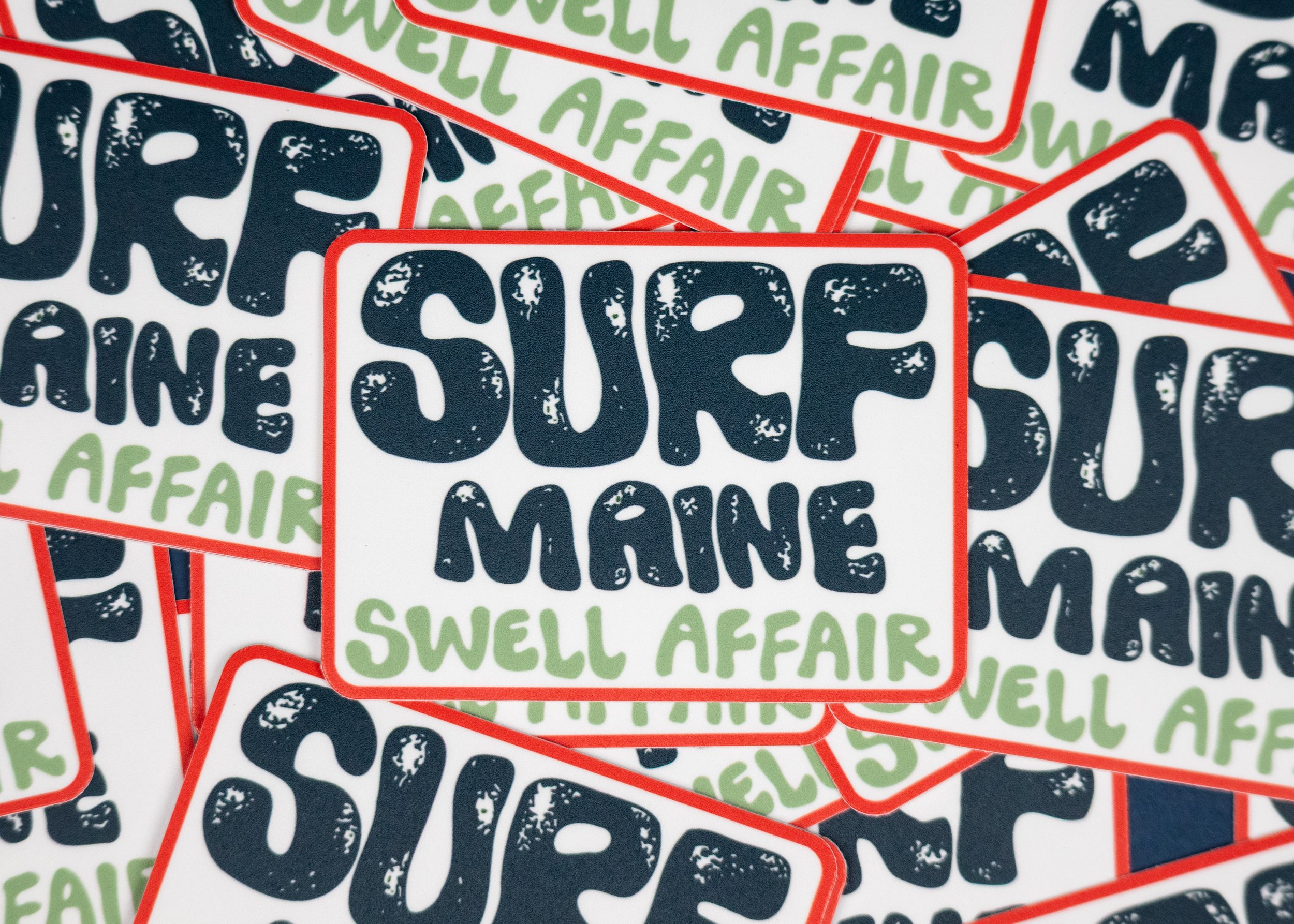 Set of surf maine stickers