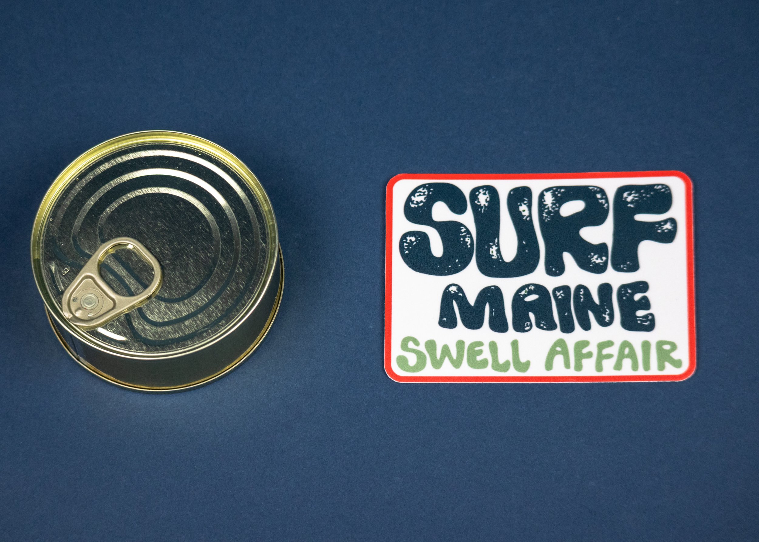 Surf maine surf sticker with can for reference