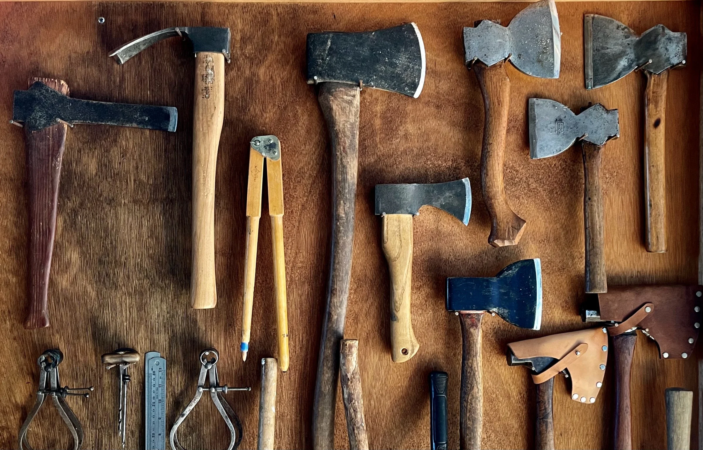 Various tools in the isdom Through Wood workshop.