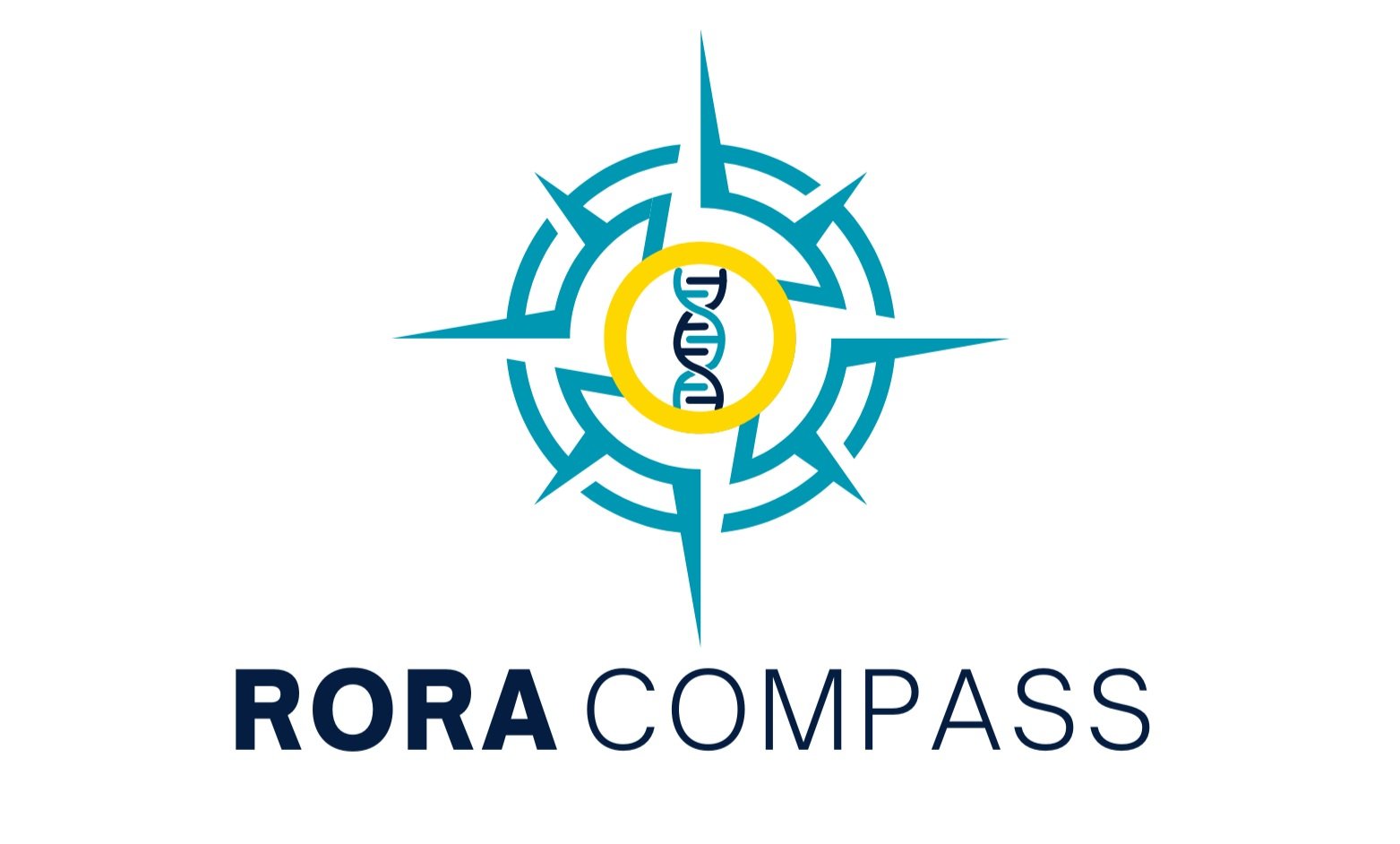 A logo featuring a stylized compass with a DNA helix at the center, with the words "RORA COMPASS" underneath.