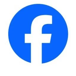 Facebook logo with a white lowercase 'f' on a blue circular background.