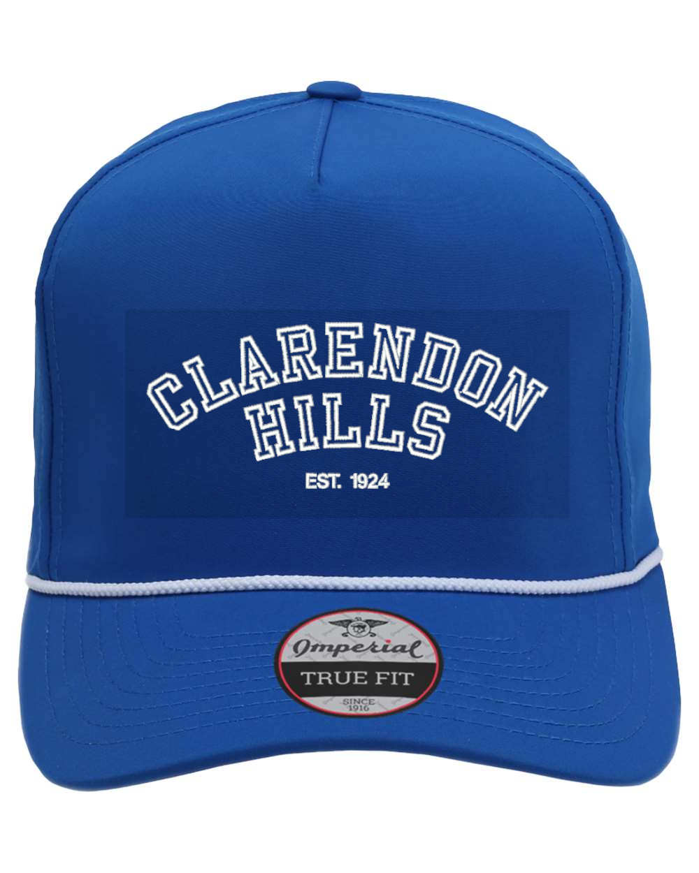 Clarendon Hills - White on Royal Blue Rope Hat .png