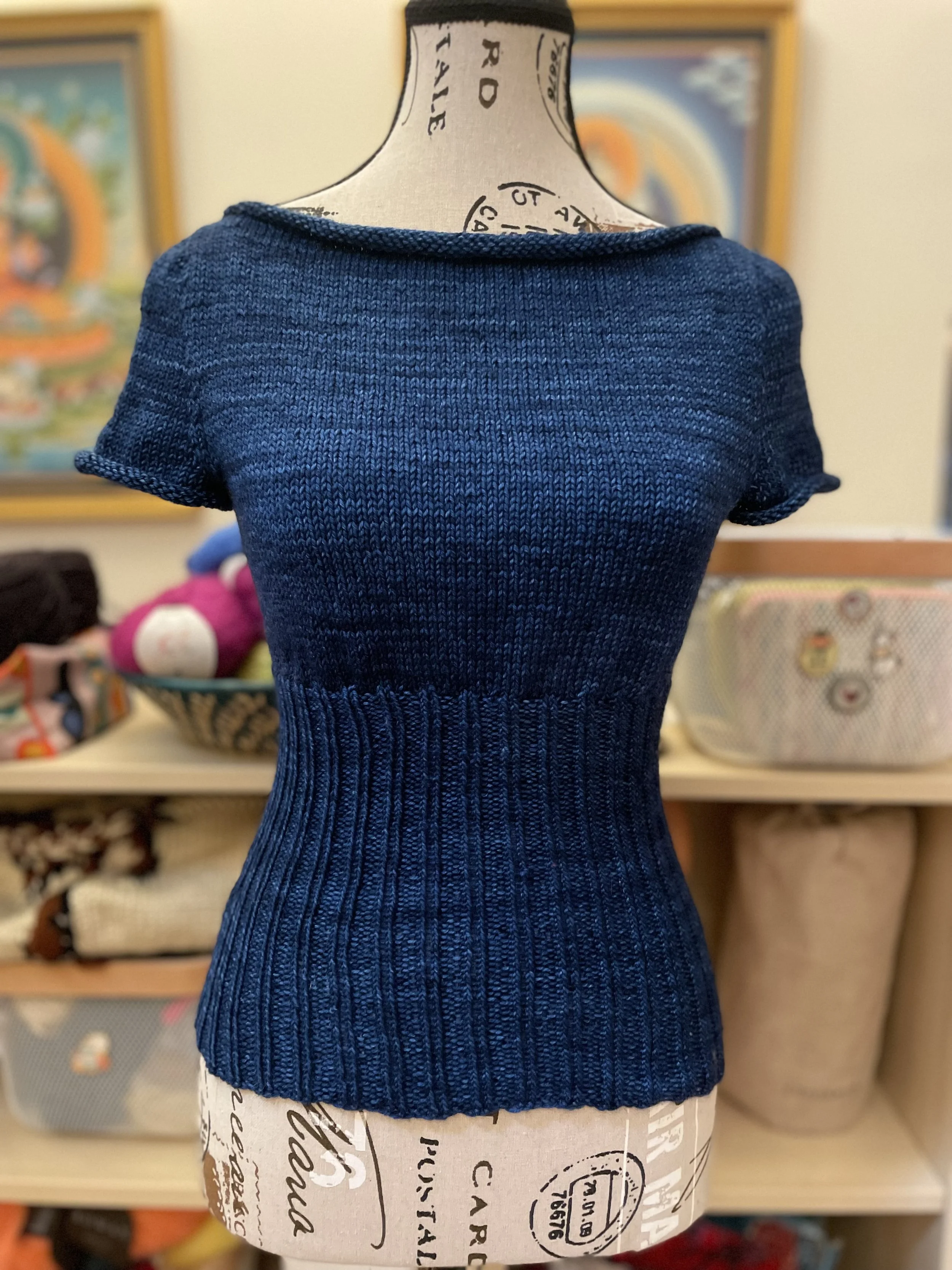 Rolled Boat Neck Tee (Tahitian Blue)