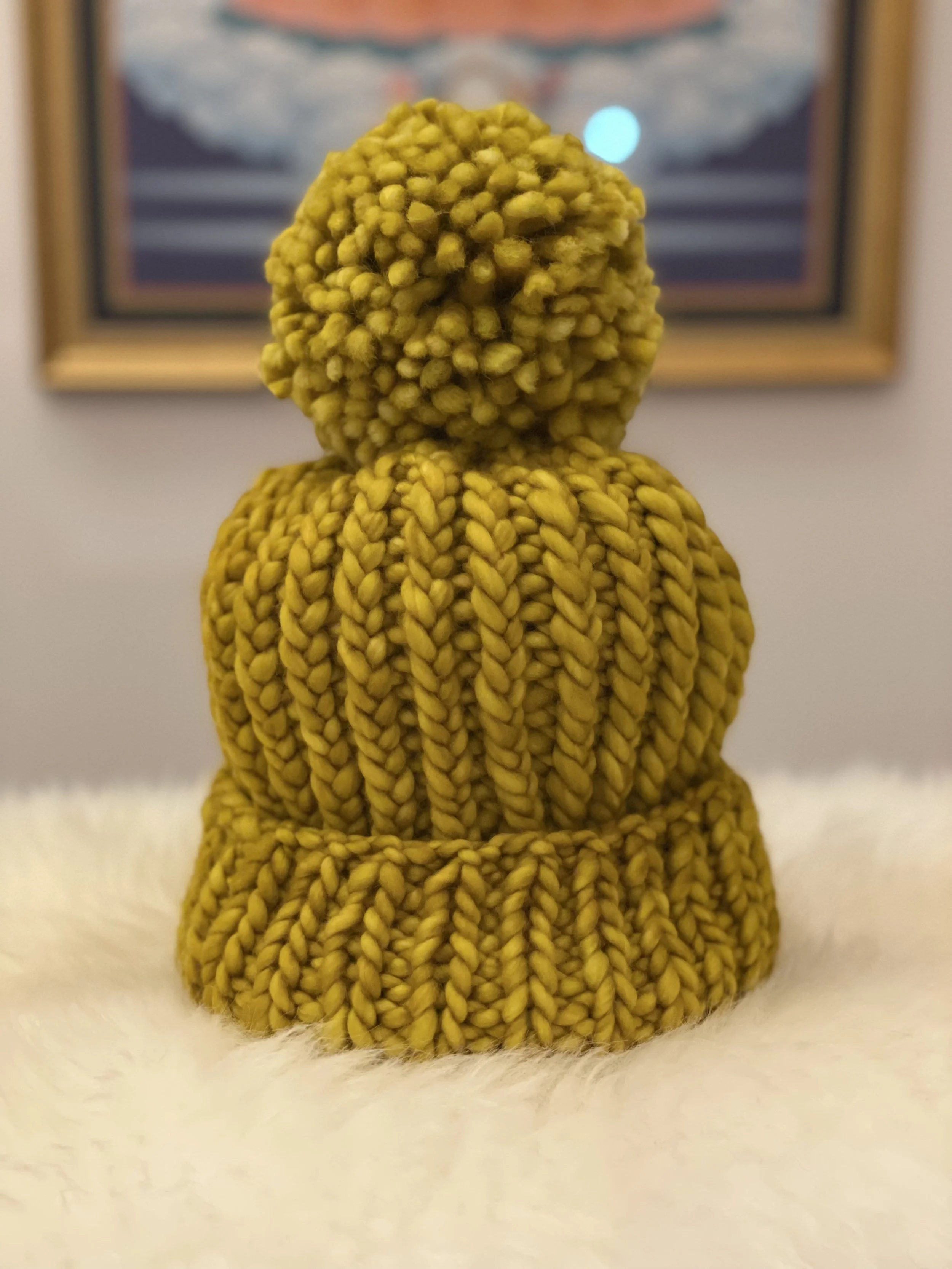 Adult Pompom Hat (Ochre)