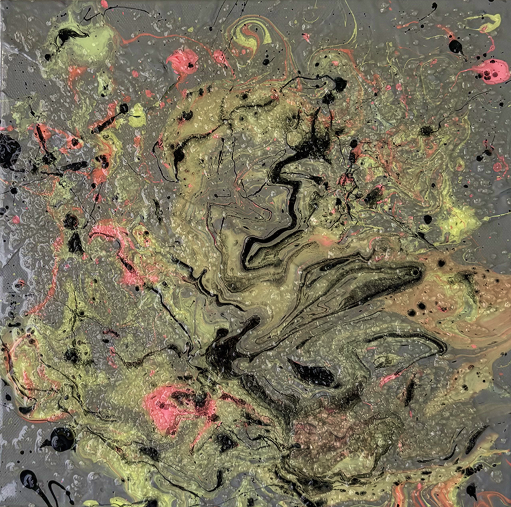 Cosmos Redshift 7 (2019)
18”x18" - Acrylic, resin and glow in dark pigment on canvas
$125