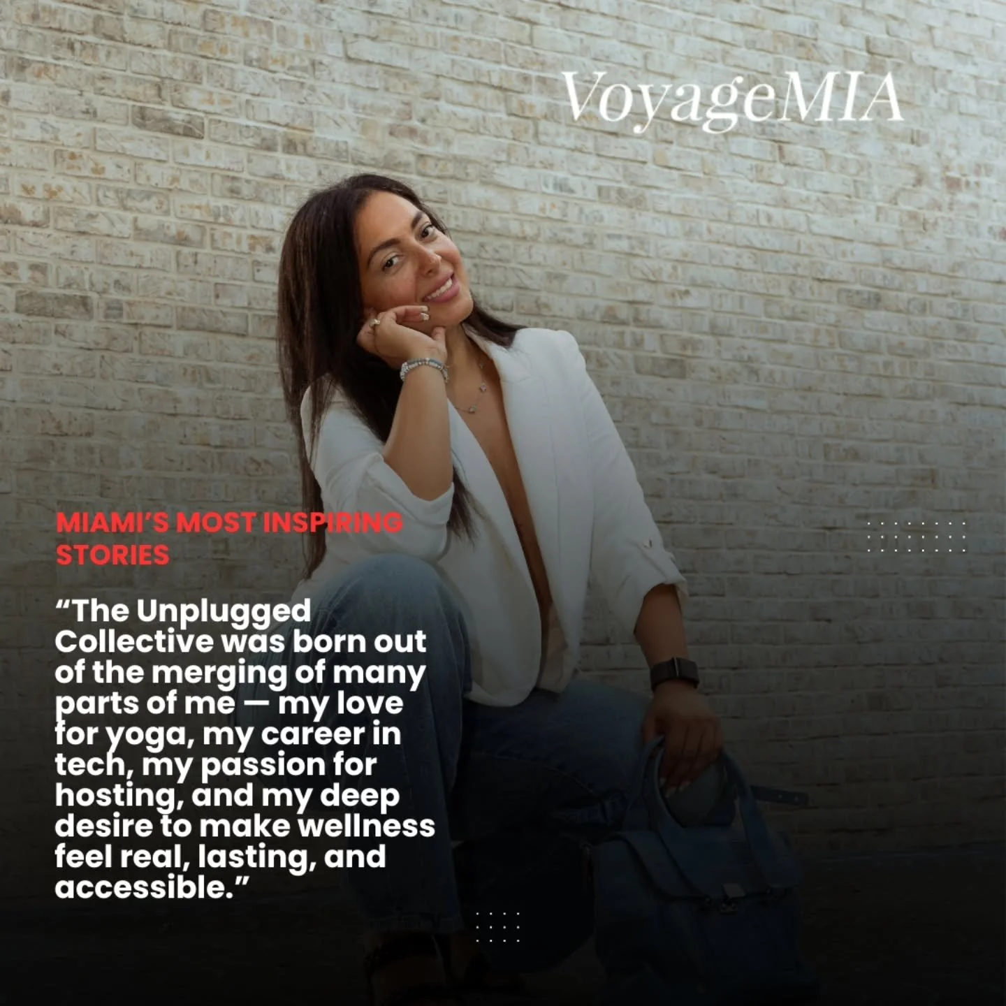 this began the way most meaningful things do: with a personal story, and a quiet decision to share it.

in this @voyagemiami feature, our founder shares the honest story behind The Unplugged Collective &mdash; how her own search for healing became th