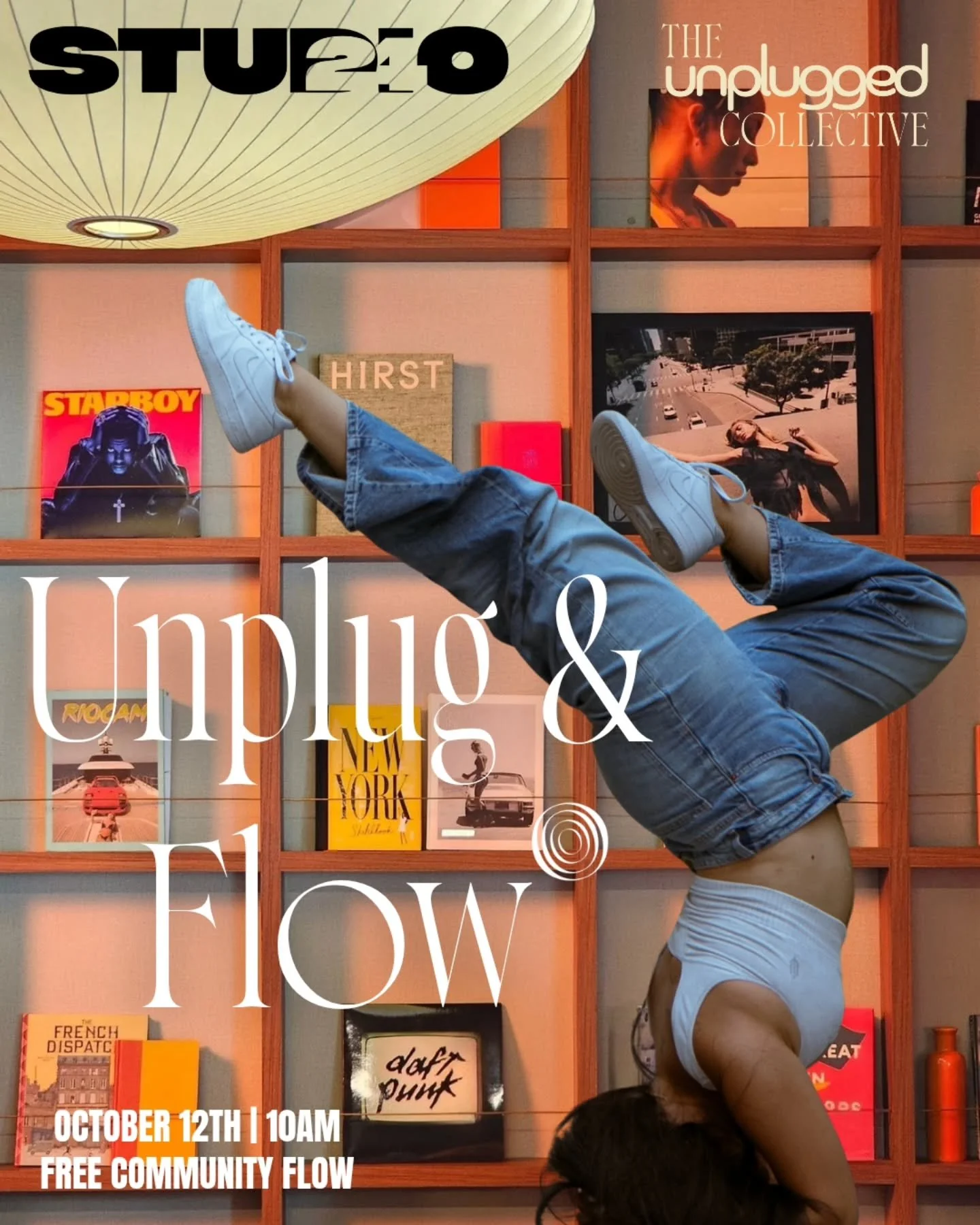 our first unplug and flow is here!

sunday october 12 at 10 am. move through a free 50 min vinyasa flow while we vibe to a playlist you helped create.

this month vibes &bull; elderbrook + progressive house, as our founder monsii is hot off seeing hi