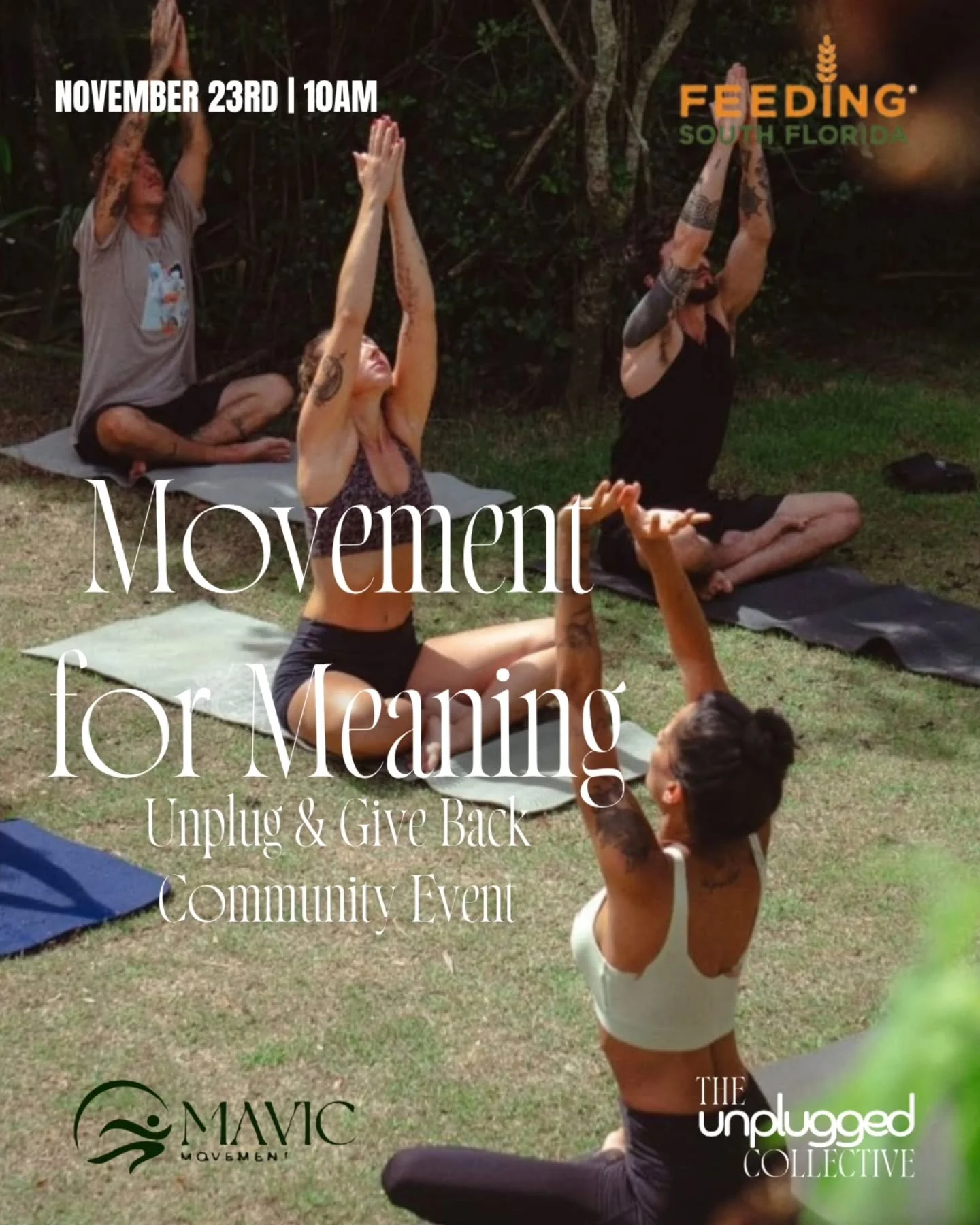 We&rsquo;re moving for more than just the sweat this Thanksgiving 🧡

Join us for Movement for Meaning....a 50-minute community class giving back to Feeding South Florida. Pilates, yoga, good vibes, and even better purpose.
Admission? Just bring food
