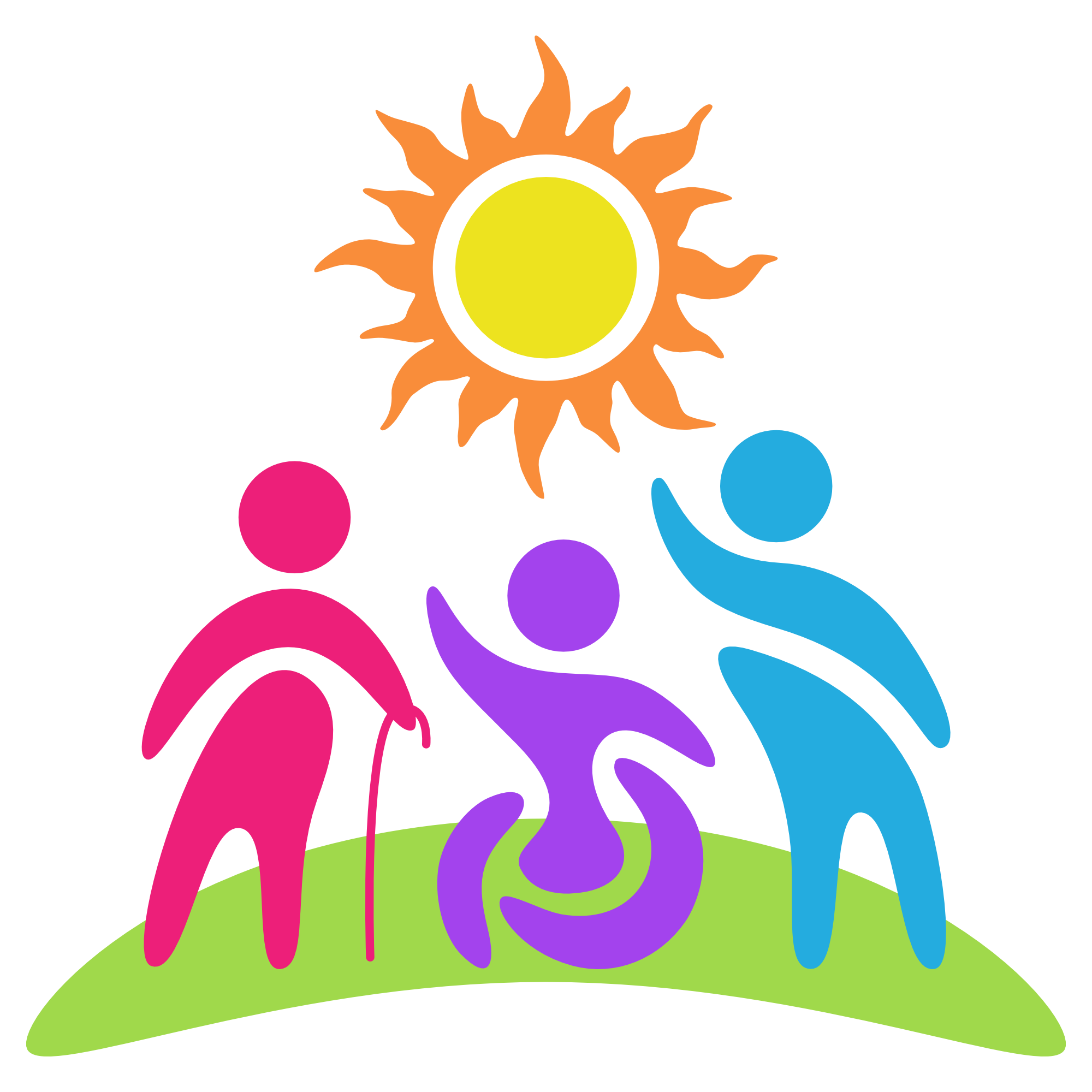 Logo for Aged Care Services featuring a house roof and two abstract figures inside, supported by two hands, with the text 'FYI' at the top and 'Aged Care Services' at the bottom.