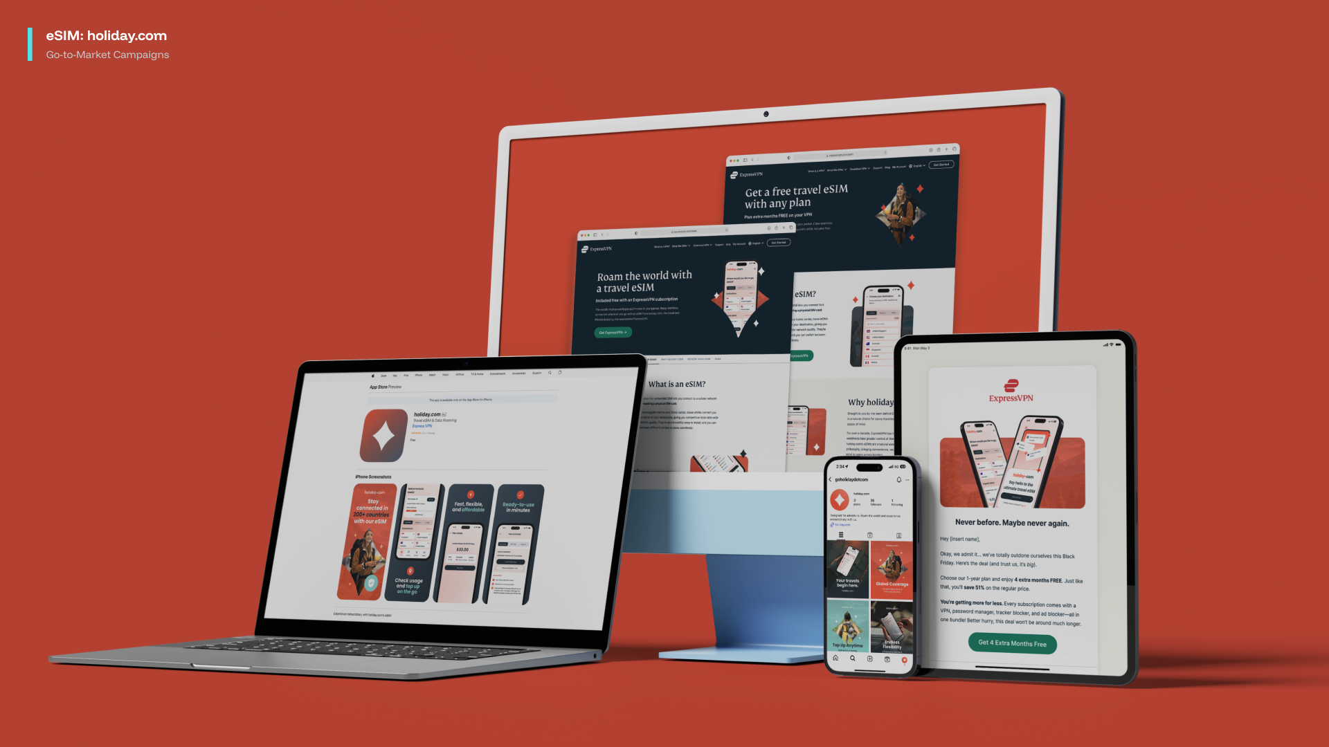 GTM rollout for ExpressVPN's eSIM: holiday.com