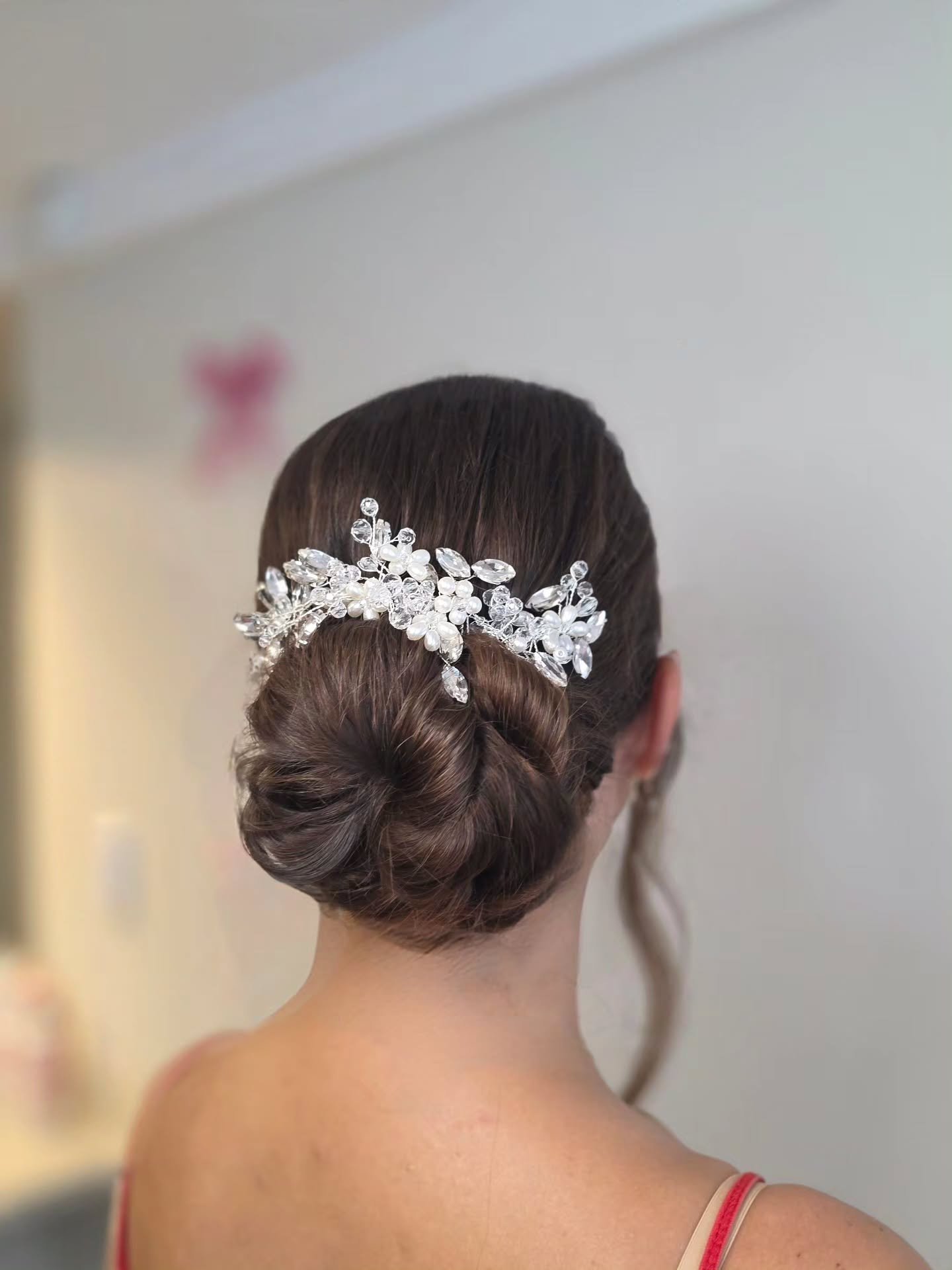 ✨️ Low Bridal Bun for Anna ✨️

The lovely Anna popped in for Bridal Hair &amp; makeup for her family reception party ❤️ 

Love the idea of getting married overseas then having a big reception when you get back... might have to add this to the list of