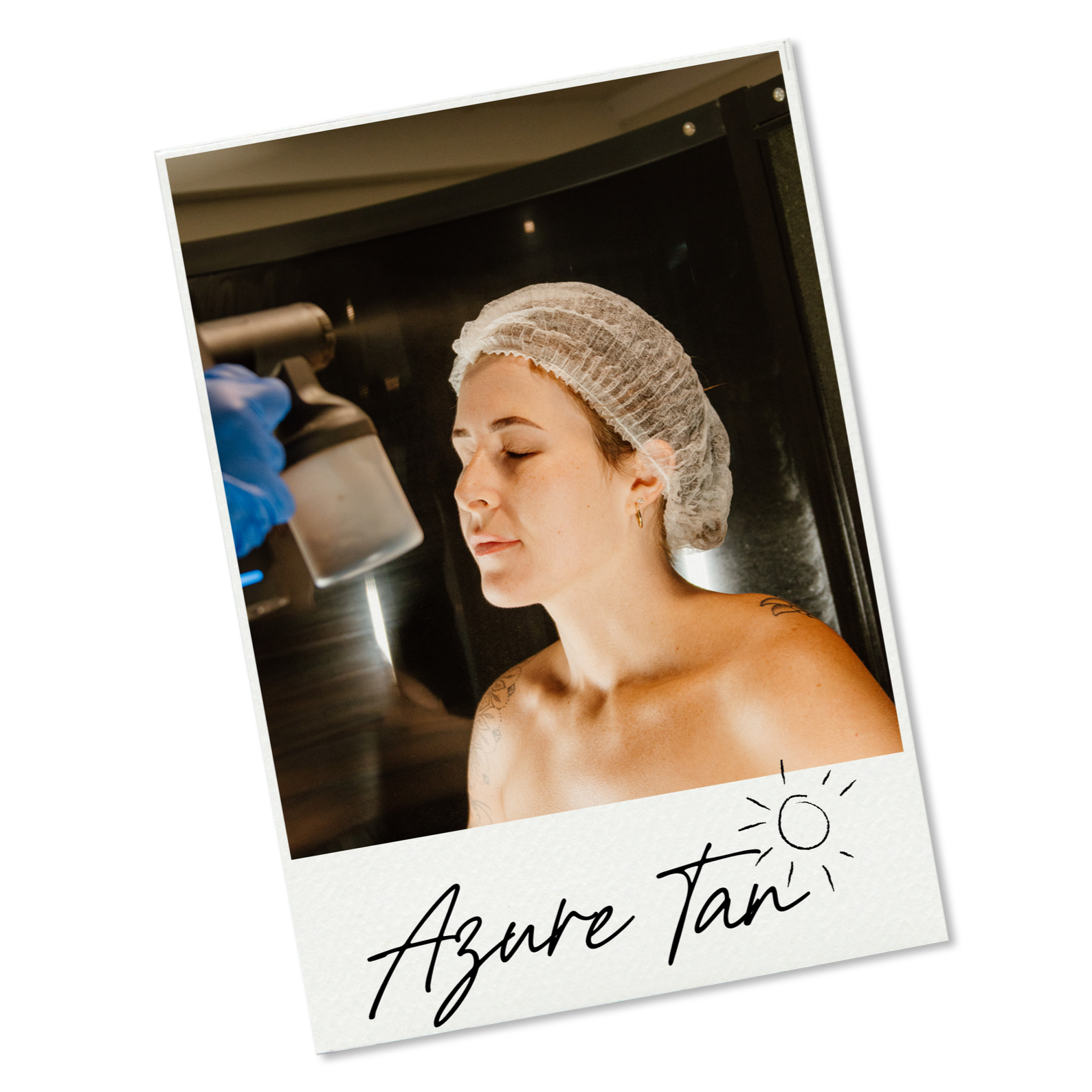 Professional custom spray tan application on a client's face at The Bronze Bar studio in Pukekohe.