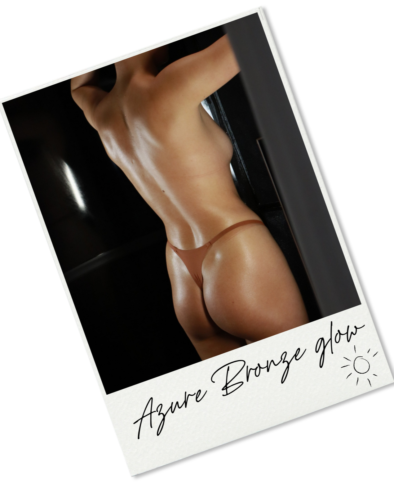 Back view showing seamless finish and golden undertones from an Azure Bronze Glow custom spray tan.