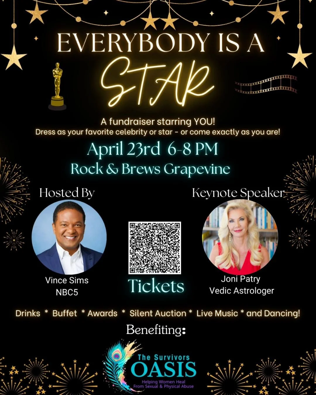 DFW friends &ndash; I would love to see you at this special event. I&rsquo;m honored to be speaking at &ldquo;Everybody is a Star&rdquo;, a fundraiser and evening hosted by @TheSurvivorsOasis  on April 23rd in Grapevine, Texas.

During my talk, I&rsq