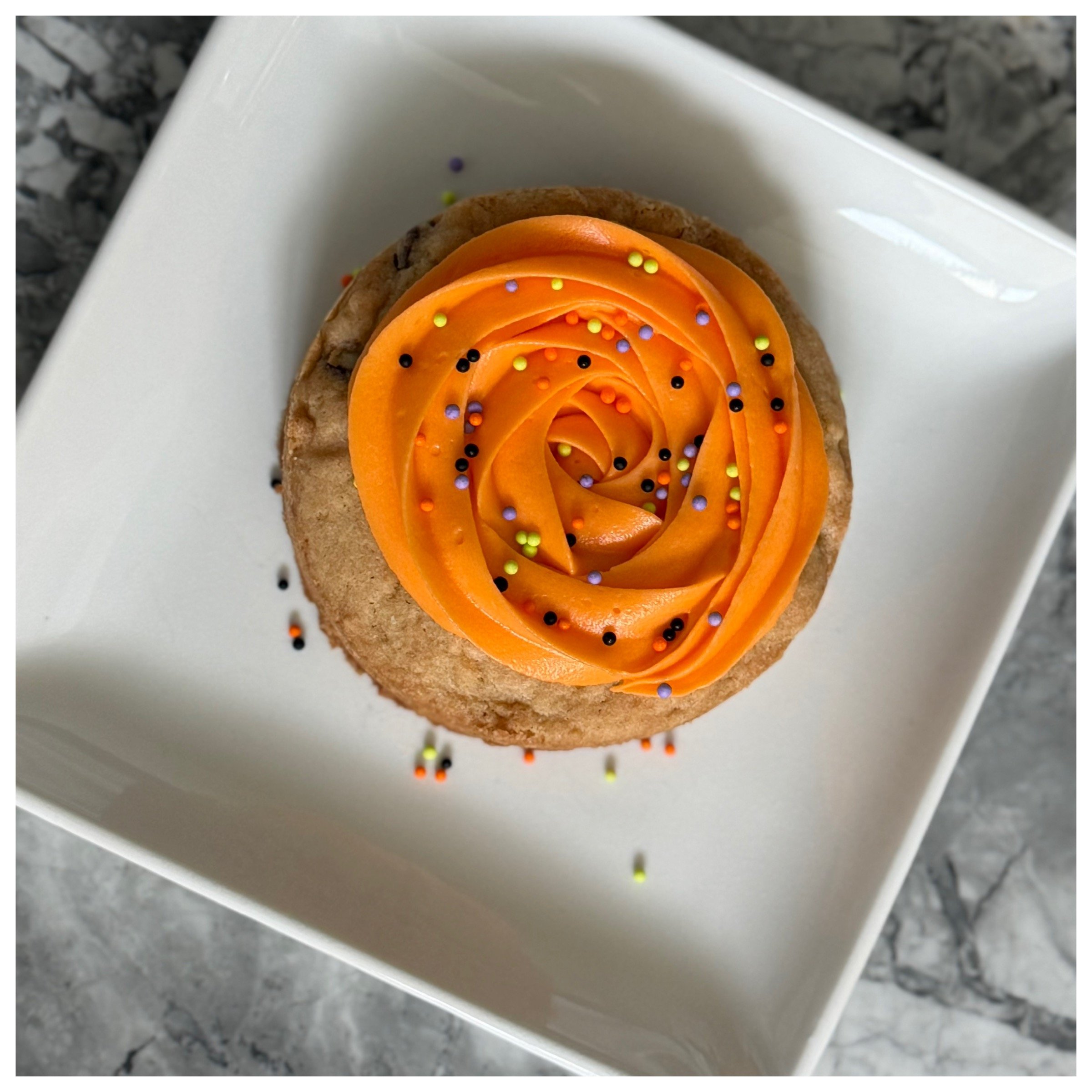 Halloween Orange 4inch Mini Cookie Cake - Chocolate Chip