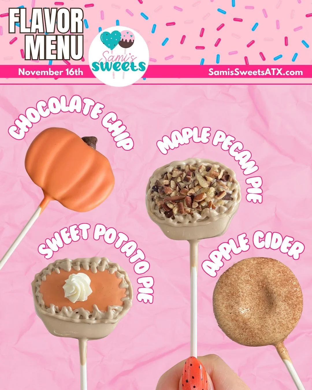 Happy early Thanksgiving, everyone! 🤎

Since I&rsquo;m taking some family time next week, I&rsquo;m sharing a bonus menu along with this week&rsquo;s flavors! Please note there will NOT be a flavor menu next week.

🗓 Thanksgiving Week Hours:
&bull;