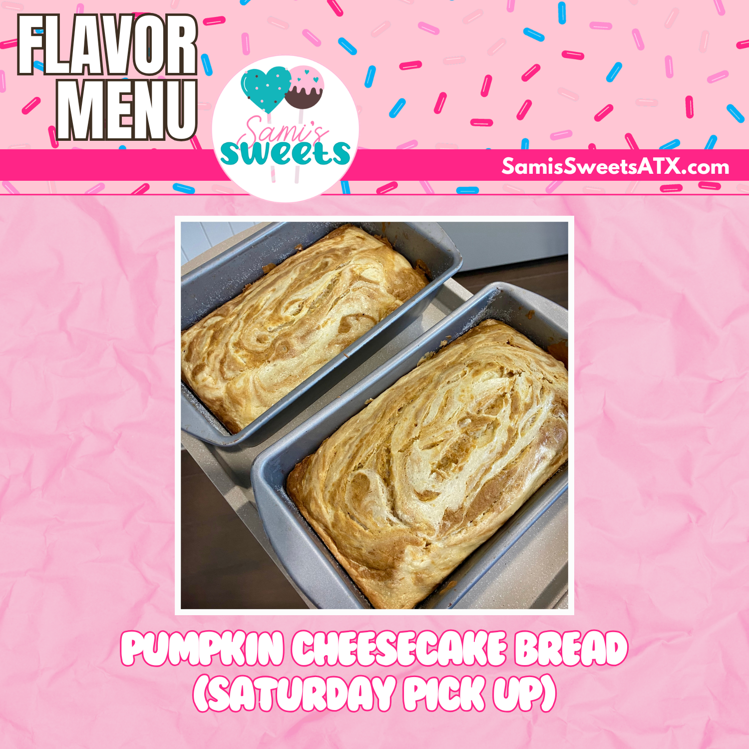 Pumpkin Cheesecake Bread 2lb Loaf - Weekend Menu Item (Saturday Pick Up Only)