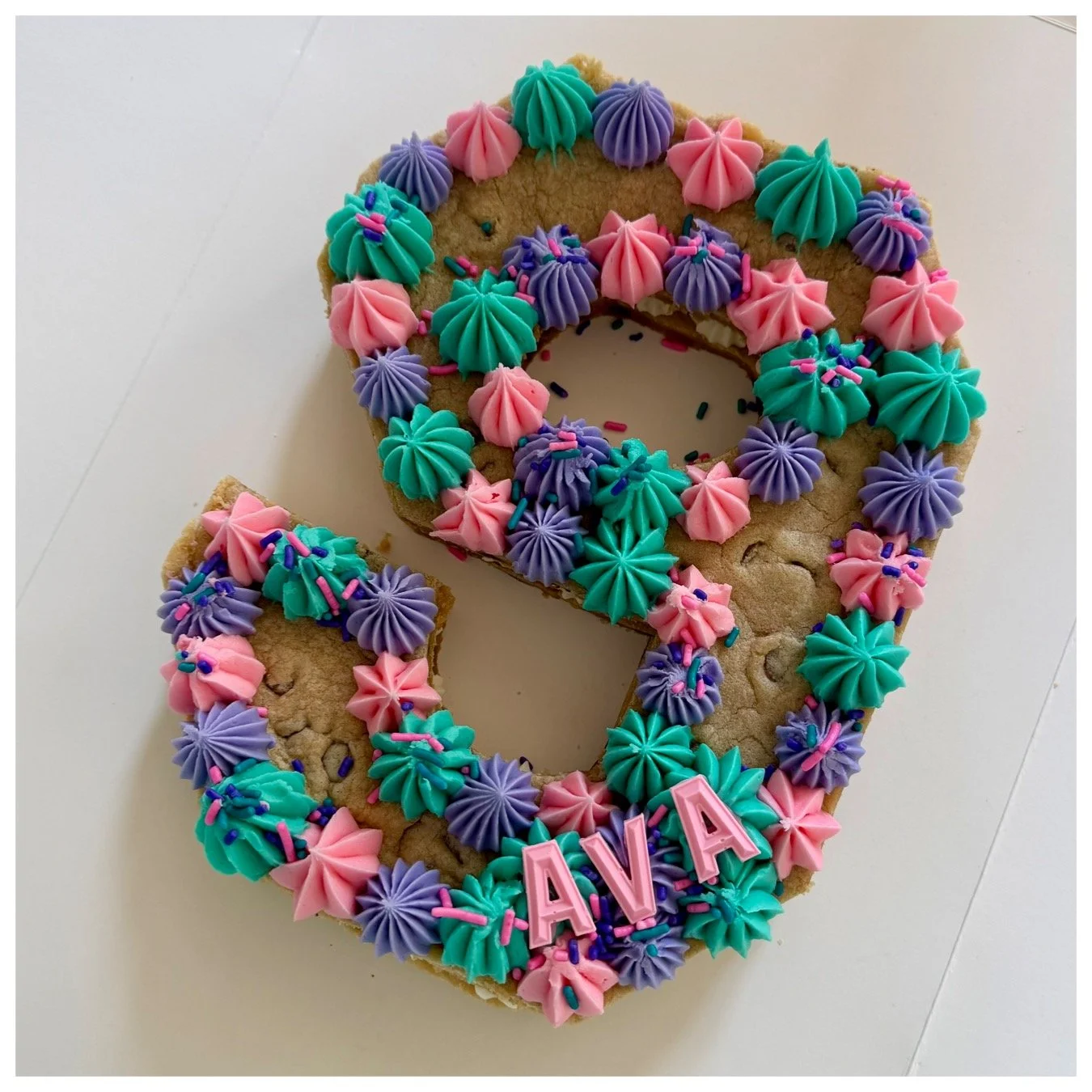 Buttercream Edges Medium Single Digit Layered Number or Letter Cookie Cake - Chocolate Chip