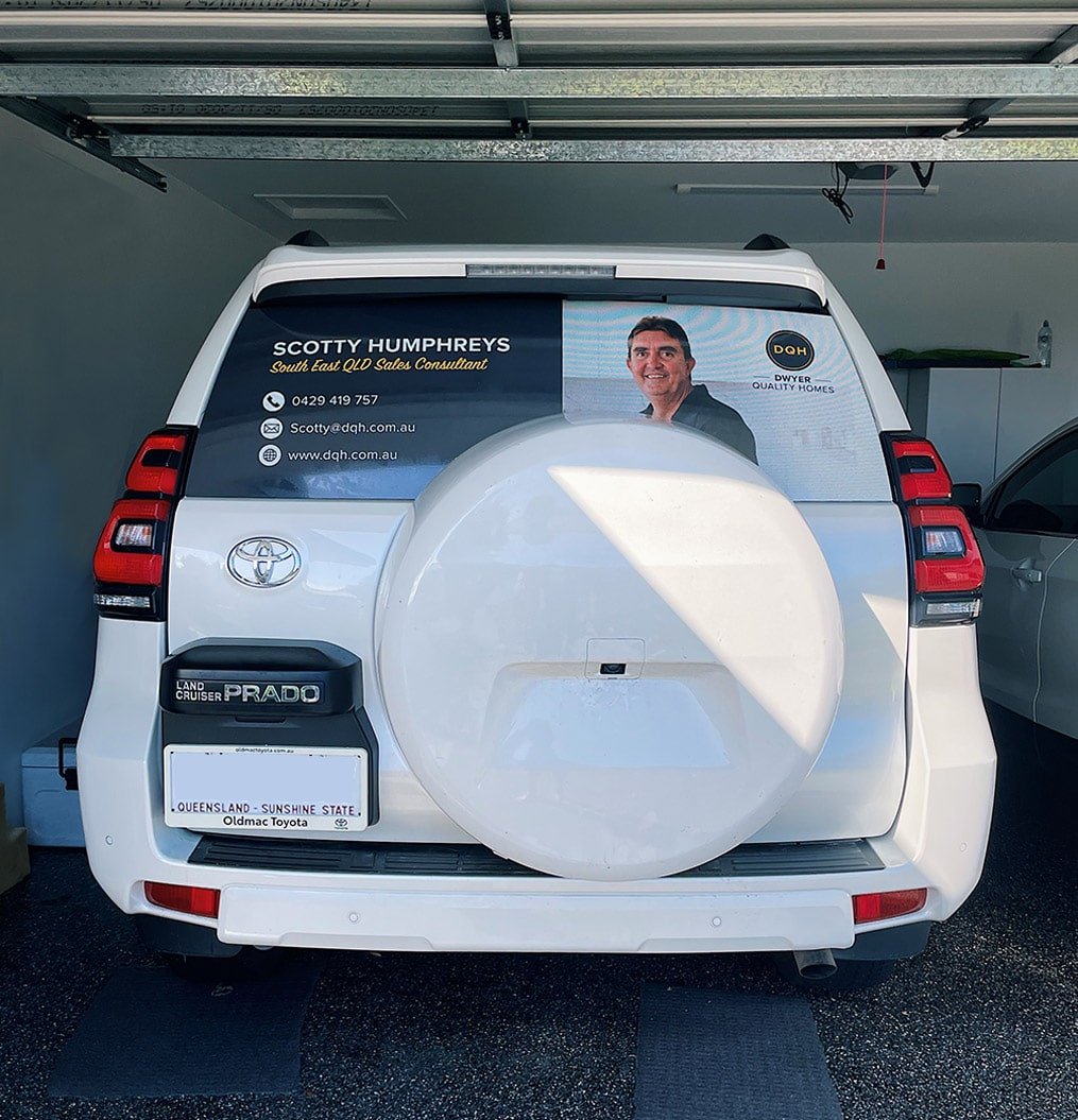 Back Window Car Decal Design & Install | Dwyer Quality Homes