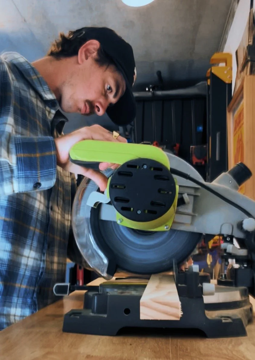 Maker and founder of GoodForm Co, Luke, in the studio on the tools