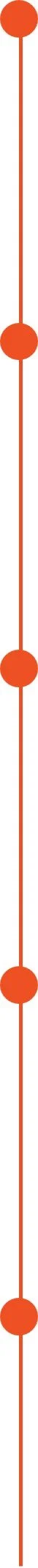 Vertical line with four orange circles evenly spaced along it.