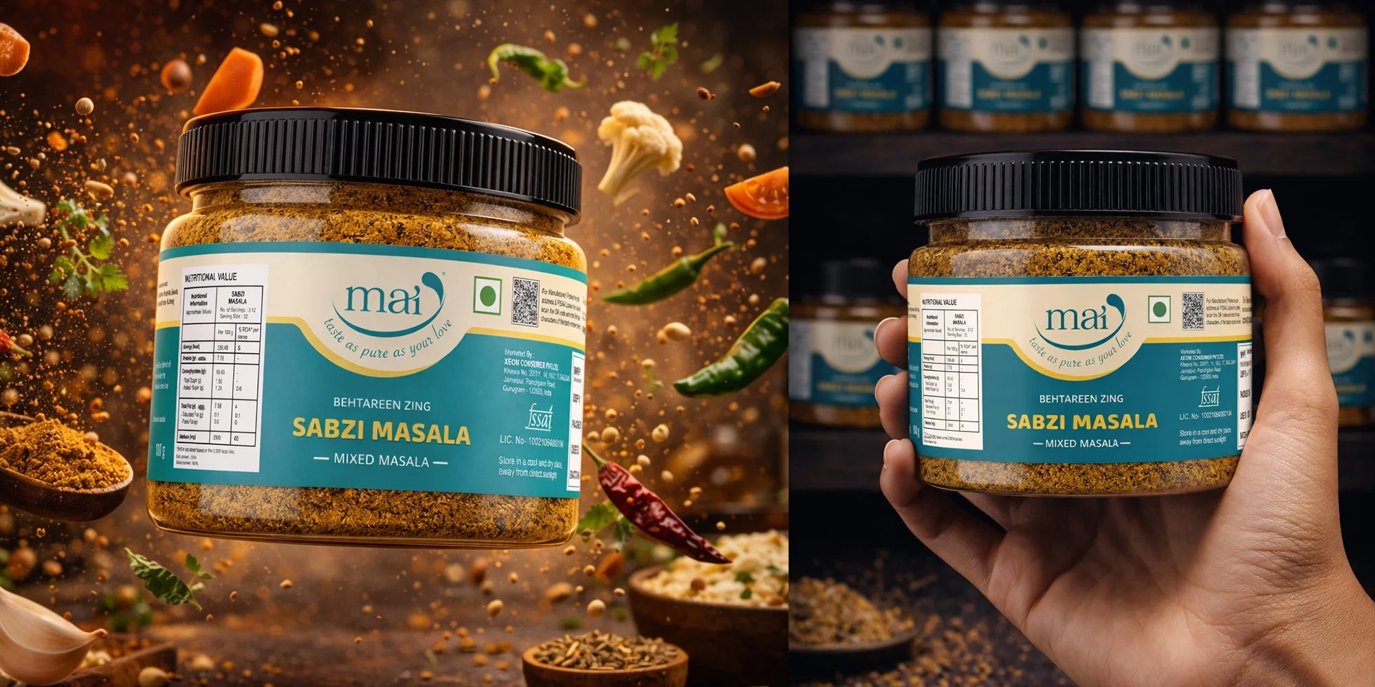 mai food products packaging by Awesome Sauce Creative