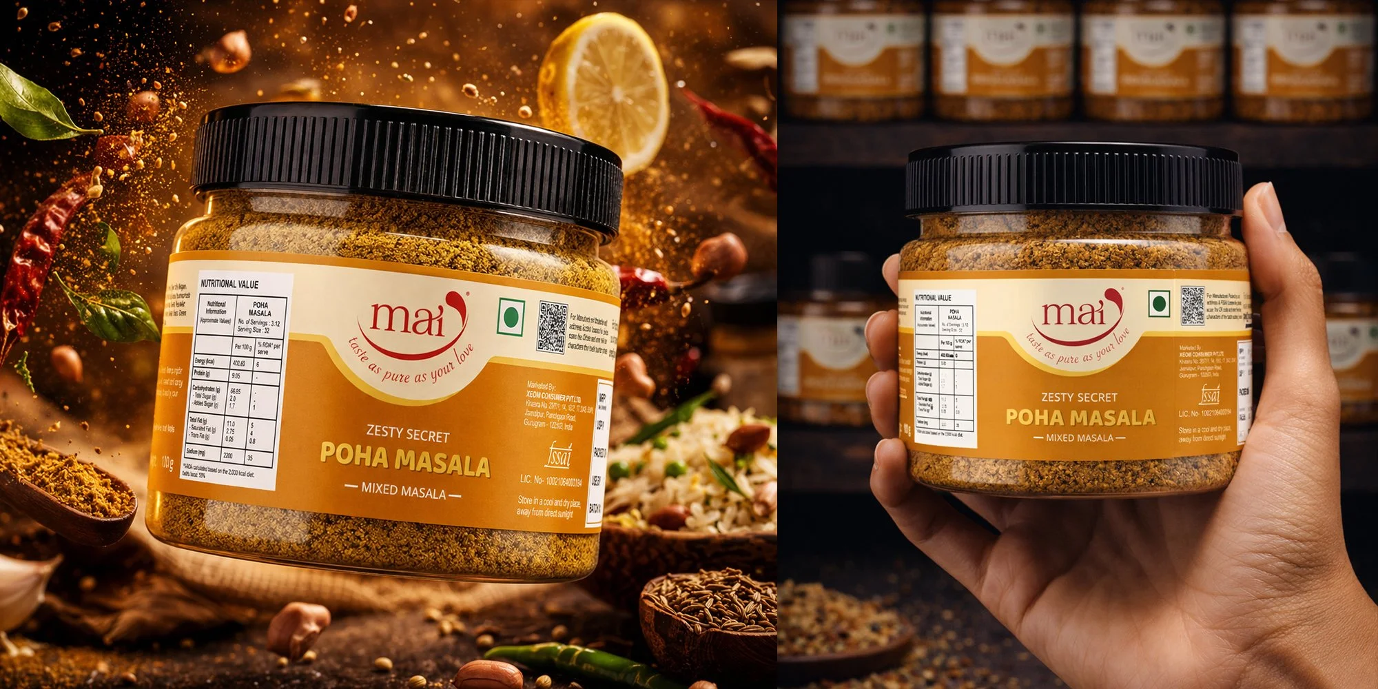 mai food products packaging by Awesome Sauce Creative