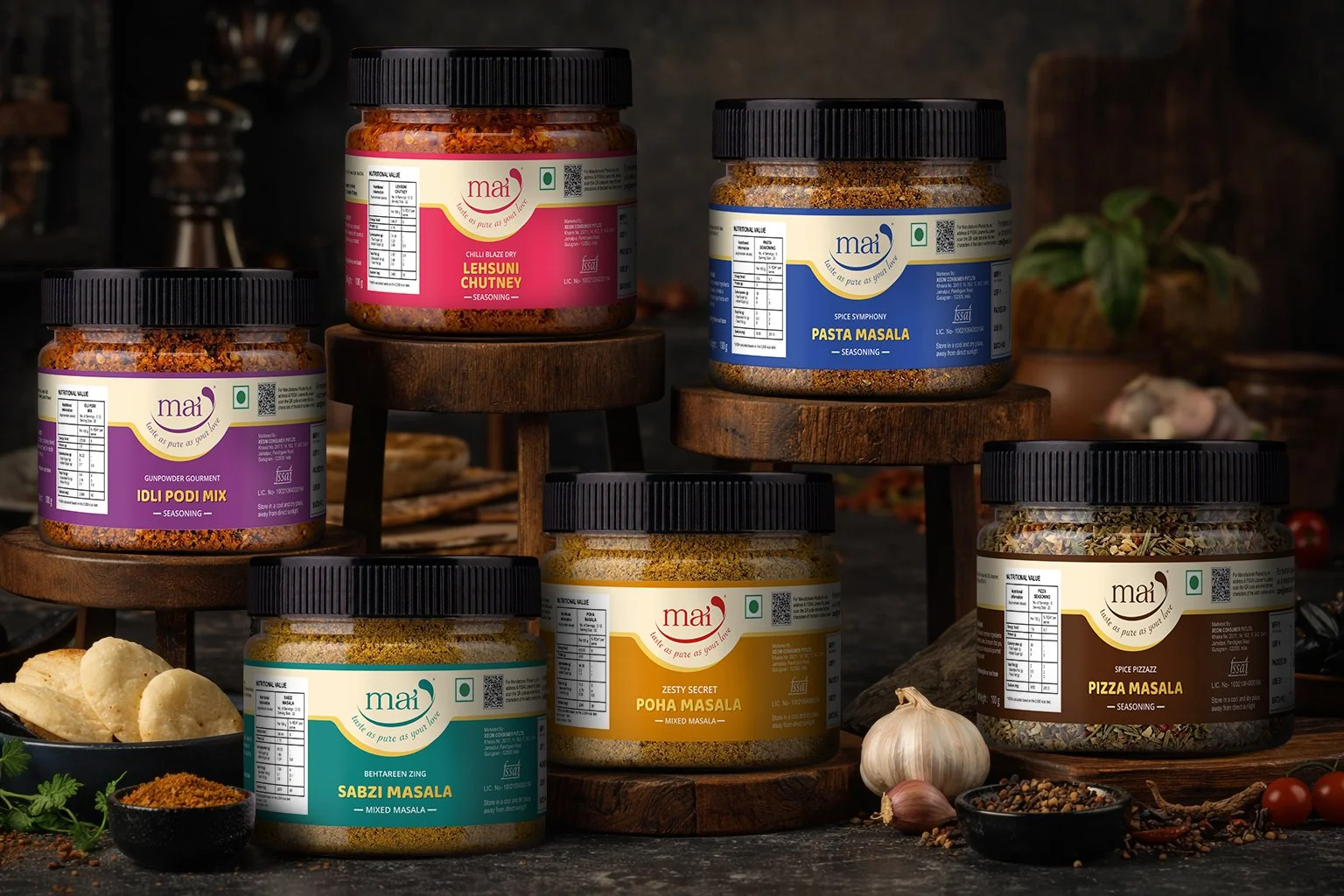 mai food products packaging by Awesome Sauce Creative