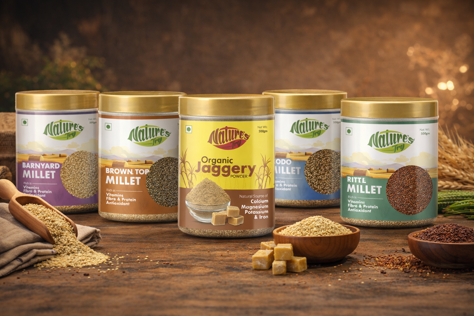 Nature’s Try - Millet Packaging Design by Awesome Sauce Creative