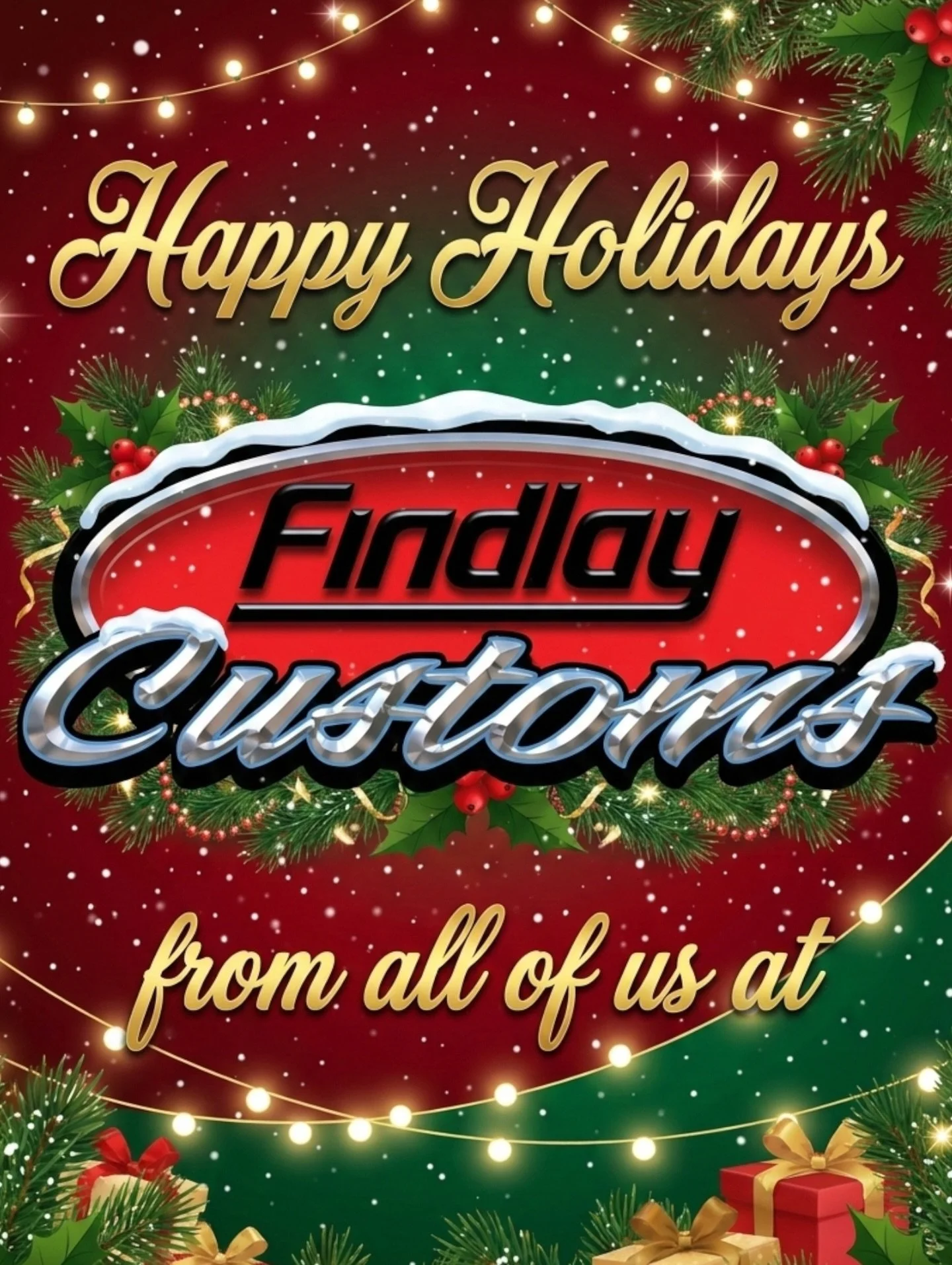 Season&rsquo;s greetings from the Findlay Customs family🎄
Thank you to all of our customers and supporters for an amazing year. Wishing you happy holidays and a great New Year! ✨