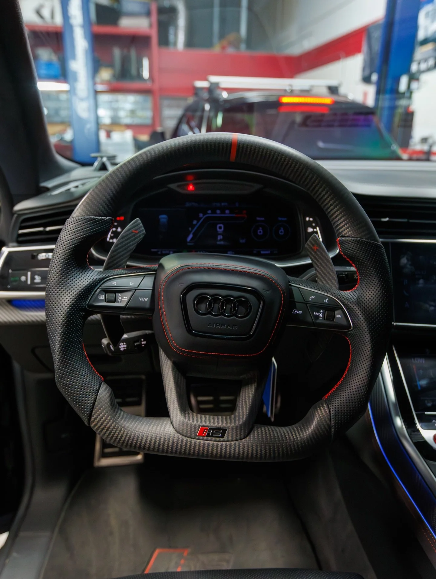 This ain&rsquo;t your regular mom-mobile😮&zwj;💨

New steering wheel for this RS Q8 that came in.
Would you rather have one of these or a Urus? 

Let us know what you think⬇️

📍 7725 Commercial Way #140, Henderson, NV 89011 📲 (702) 955-5410