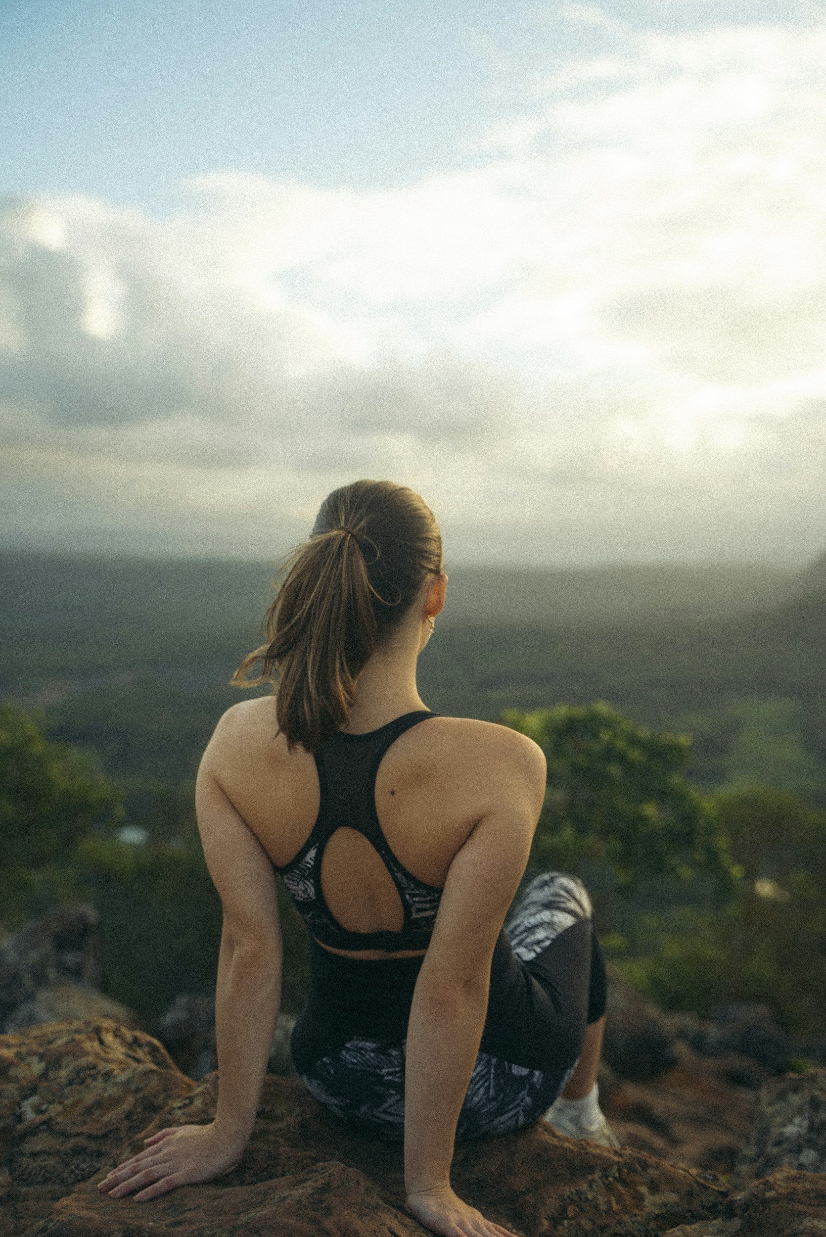 sunset and a person meditating