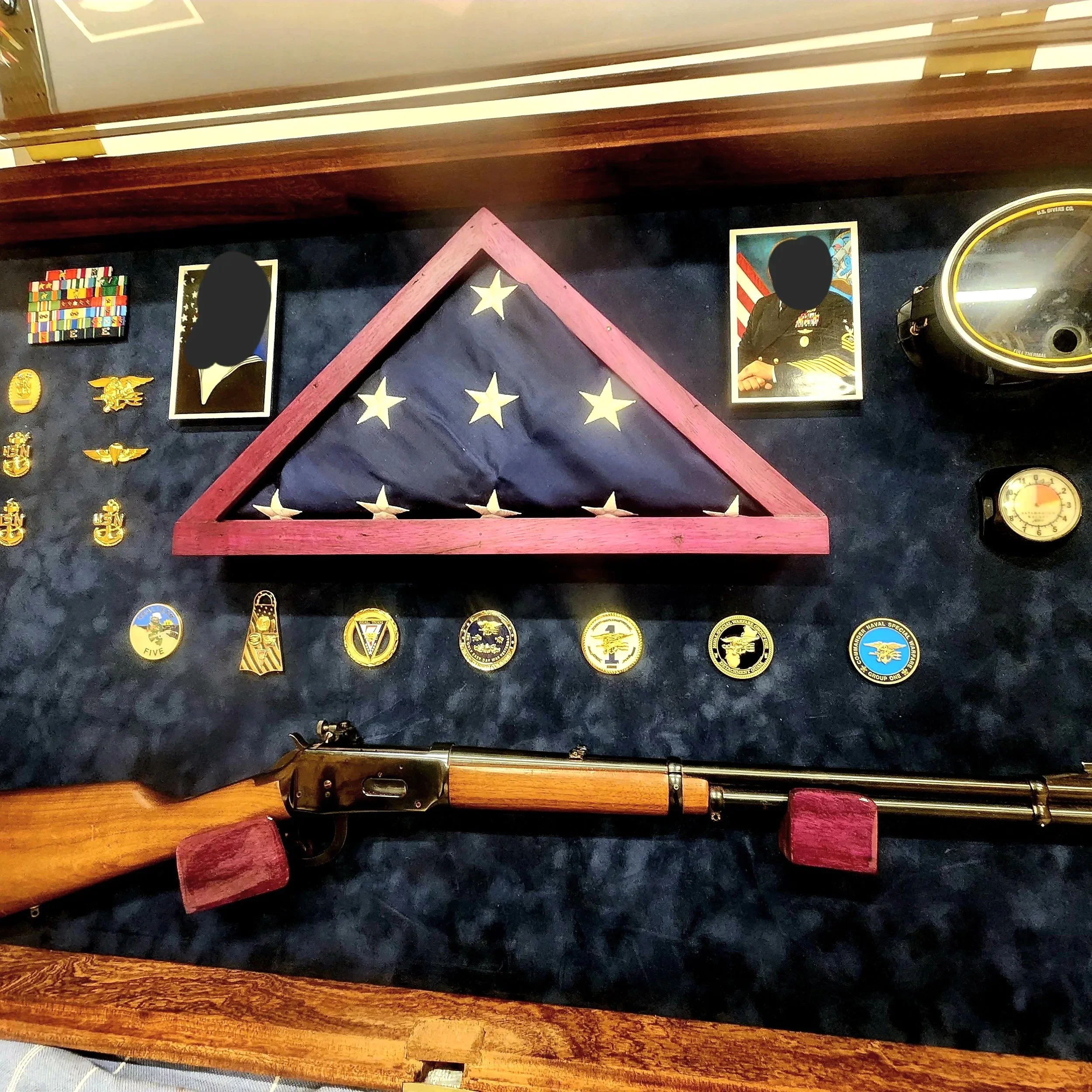Sepele and Purple Heart Gun Display Shadow Box