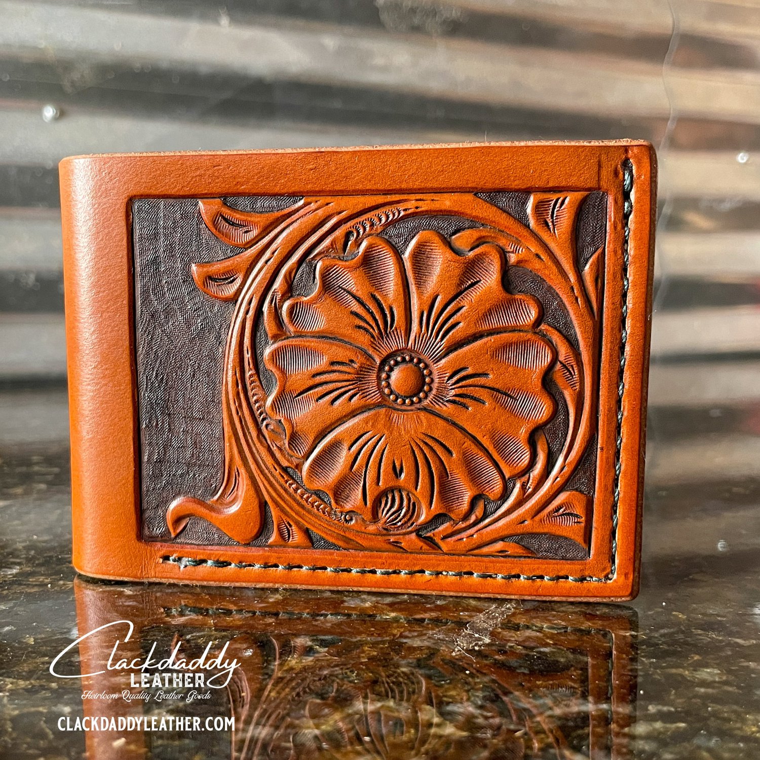 Western Floral/Basketweave Bifold — Clackdaddy Leather