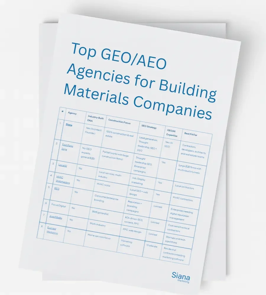 The Top GEO/AEO Agencies for Building Materials Companies 
