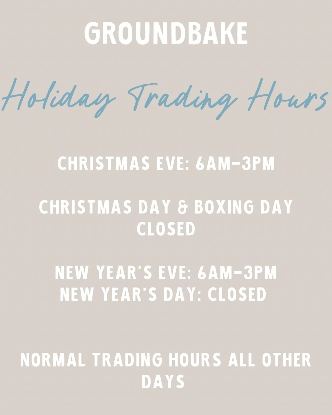 Just a small festive pause 🤍
Closed Christmas Day, Boxing Day &amp; New Year&rsquo;s Day only.
Back baking your faves every other day 🎄🥖