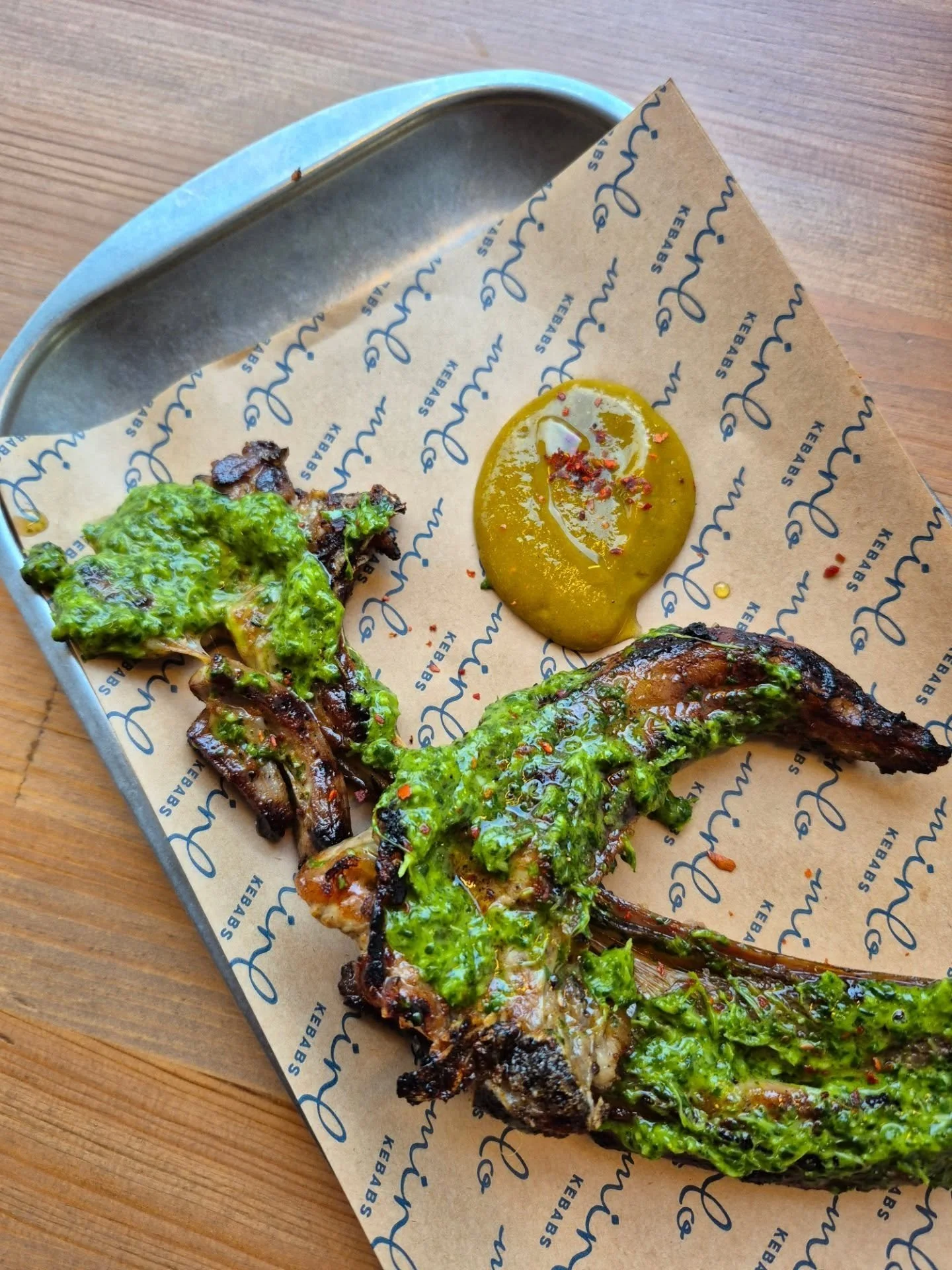Lamb chops with chermoula and amba / Muhammara / Beef liver with burn lemon sauce 

@mirlo_kebabs