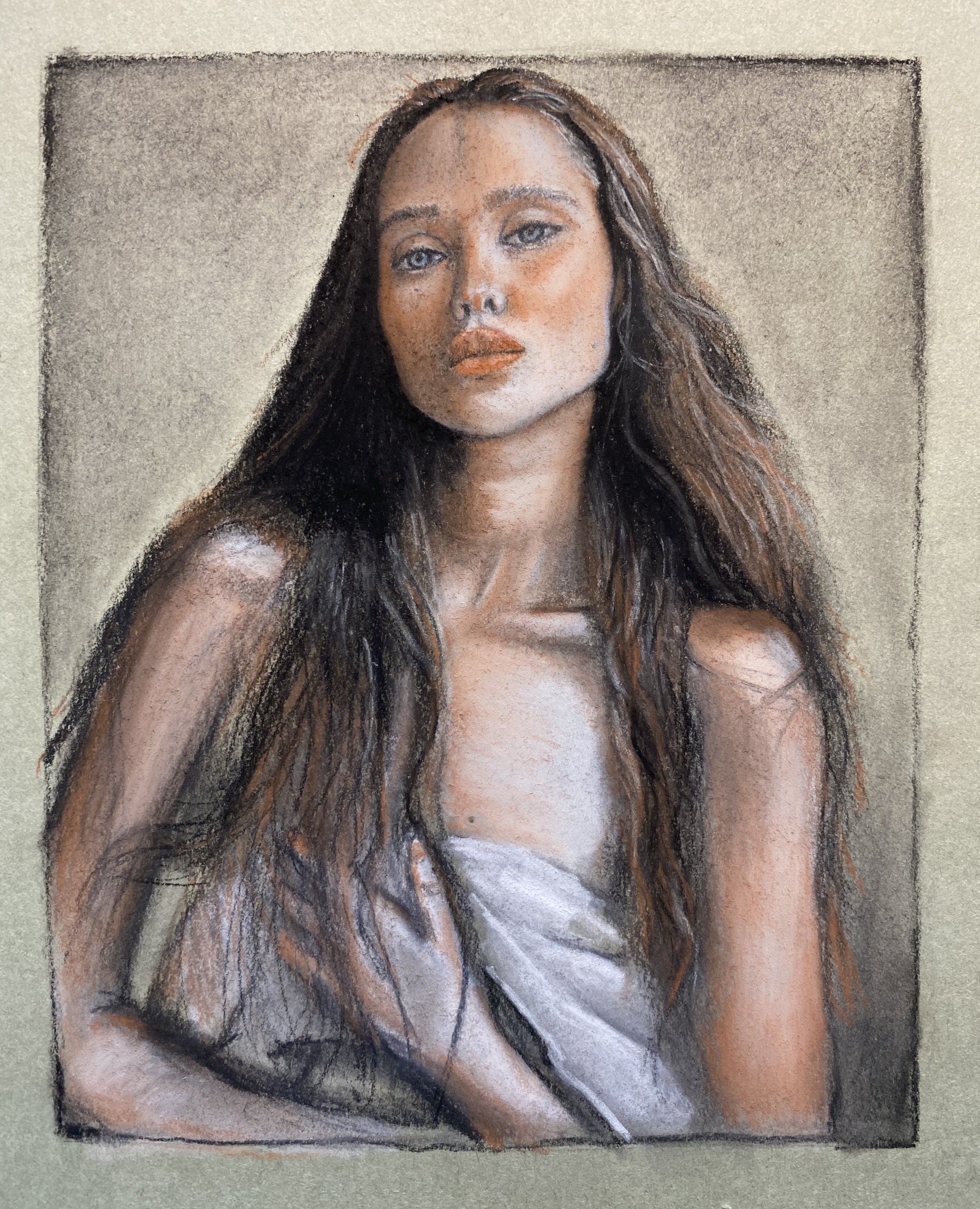 Charcoal and soft pastels on paper, 2020