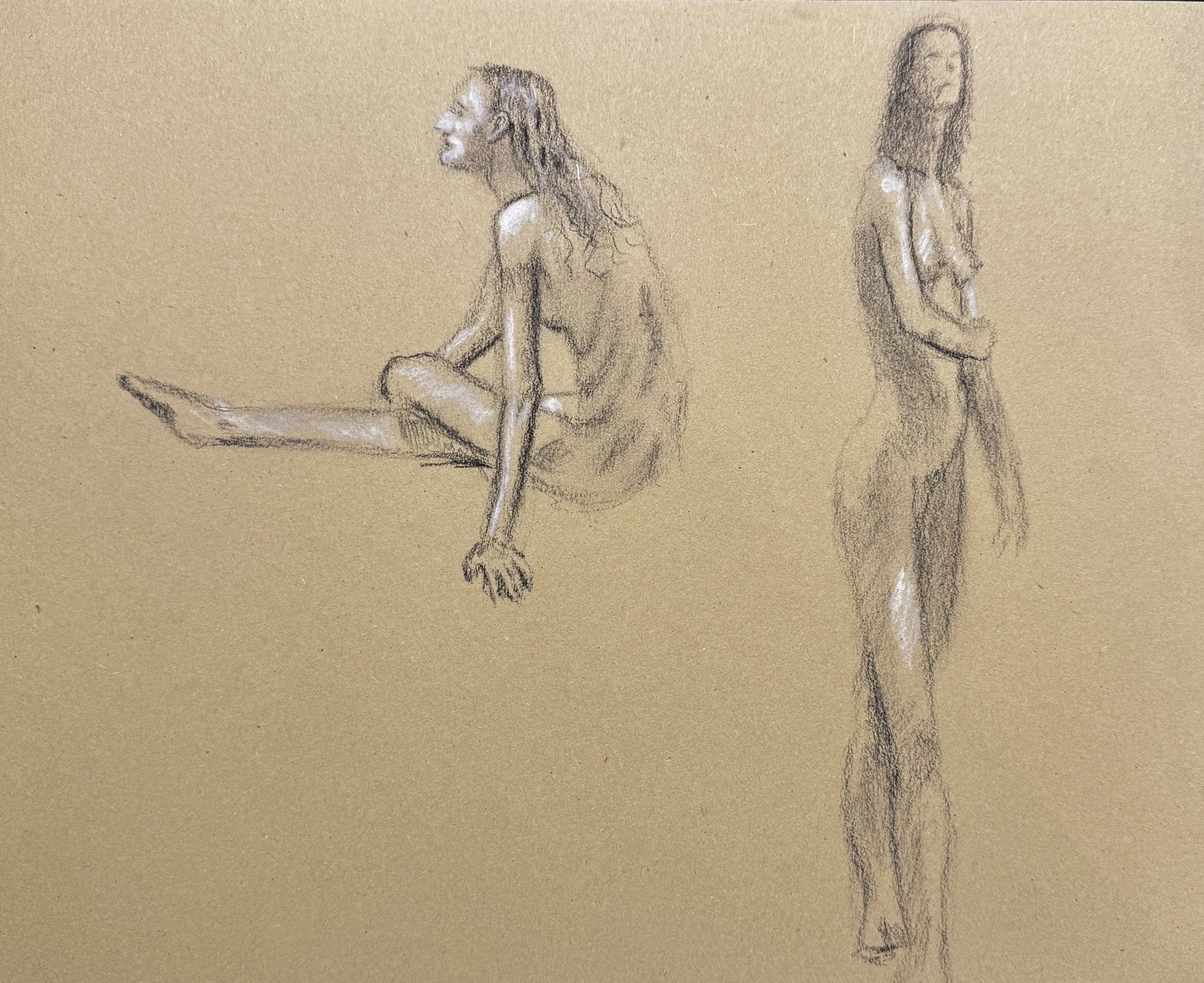 Charcoal and white chalk on paper